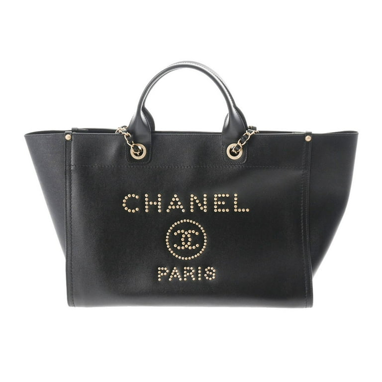 Chanel - Authenticated Deauville Handbag - Leather Black for Women, Very Good Condition