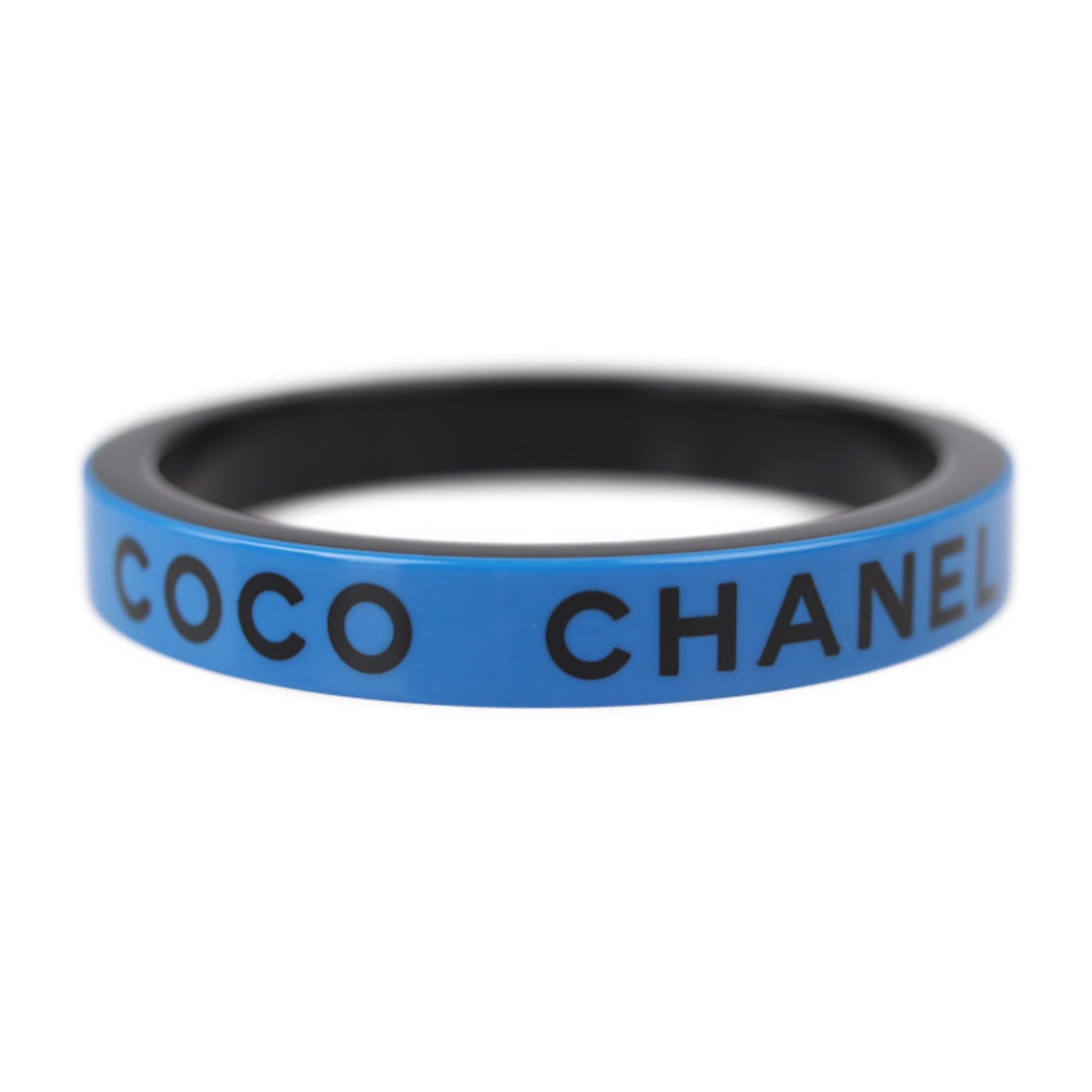 CHANEL CC Logo Bangle Bracelet In Clear Resin & multicolor