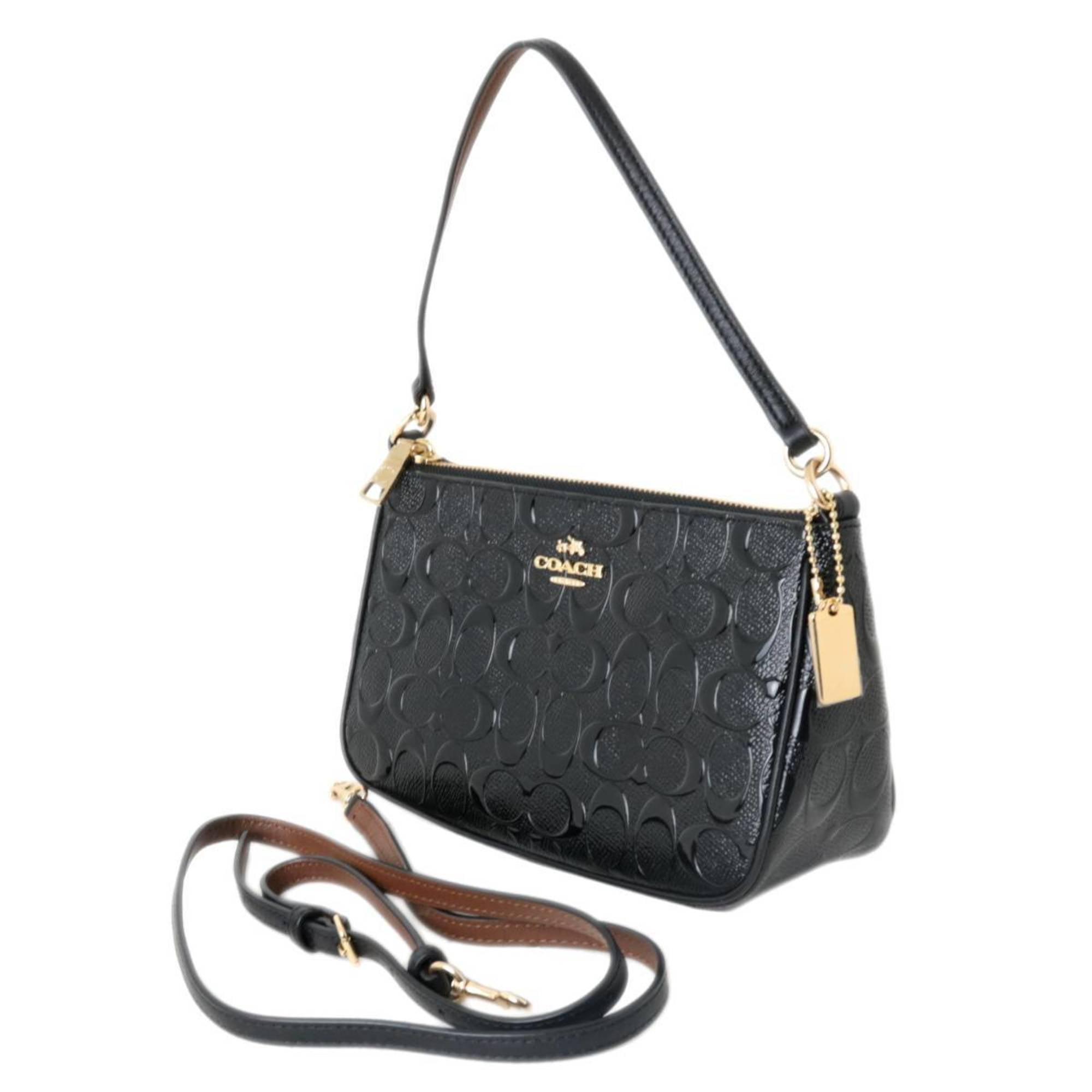 COACH Patent Signature Leather Pochette