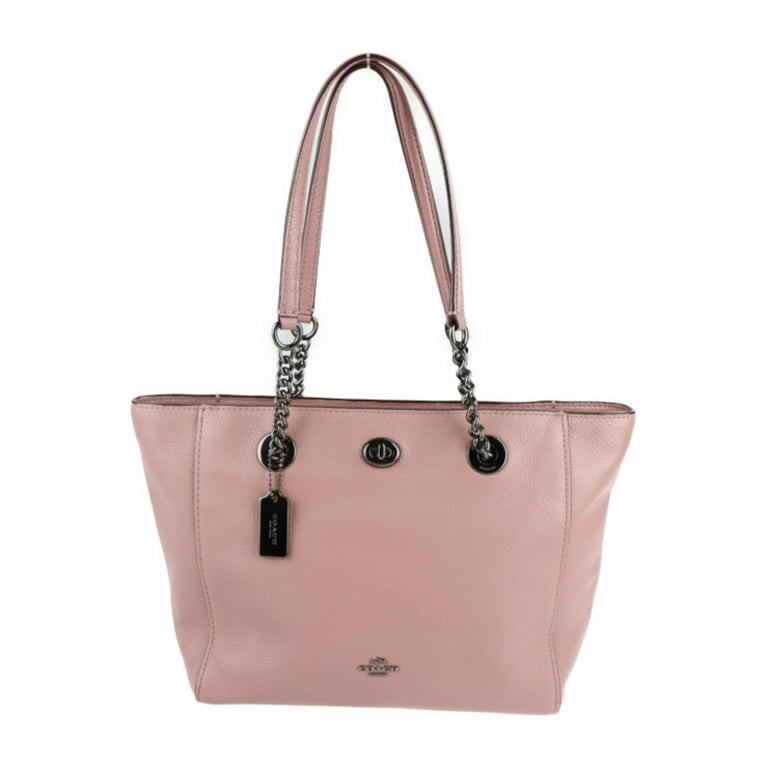 Authenticated used Coach Coach Tote Bag 57107 Leather Pink Turn Lock Chain Shoulder, Adult Unisex, Size: (HxWxD): 20cm x 38cm x 12cm / 7.87'' x 14.96