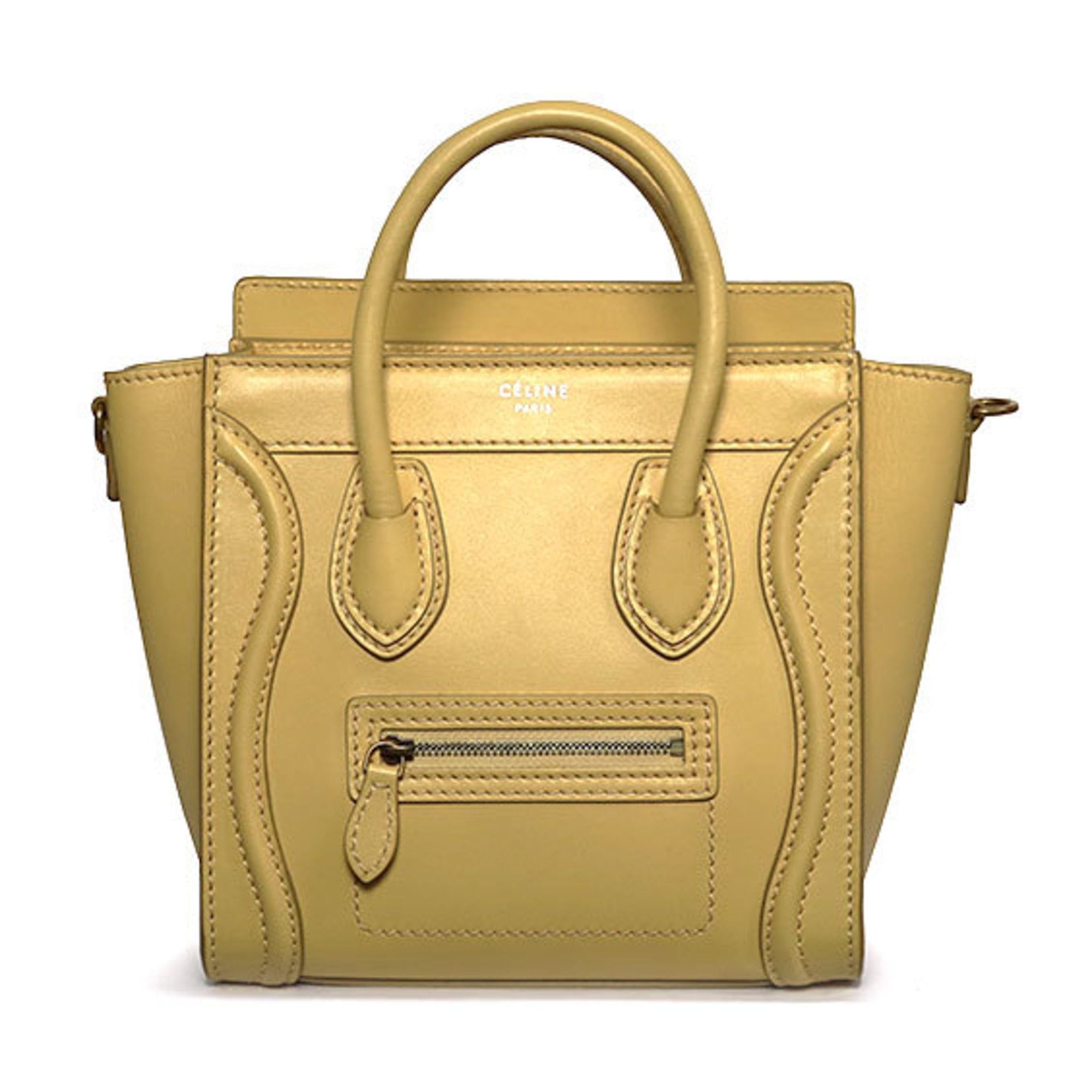 CELINE Shoulder Bag yellow leather Handbag Luggage nano from japan