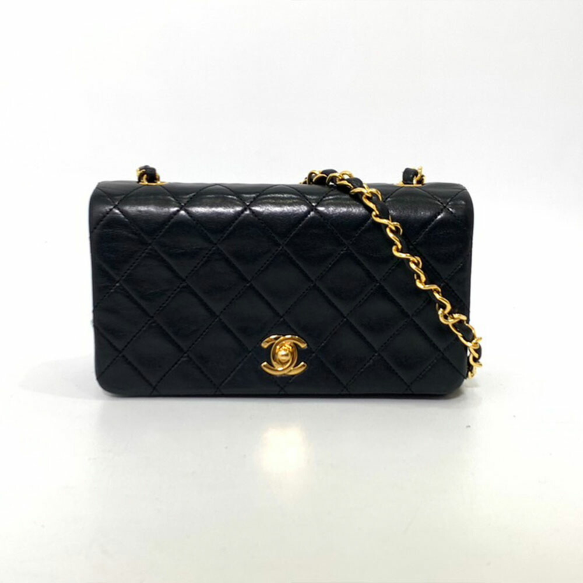 Authenticated Used Chanel Bag Mini Matelasse Black Gold Hardware Single