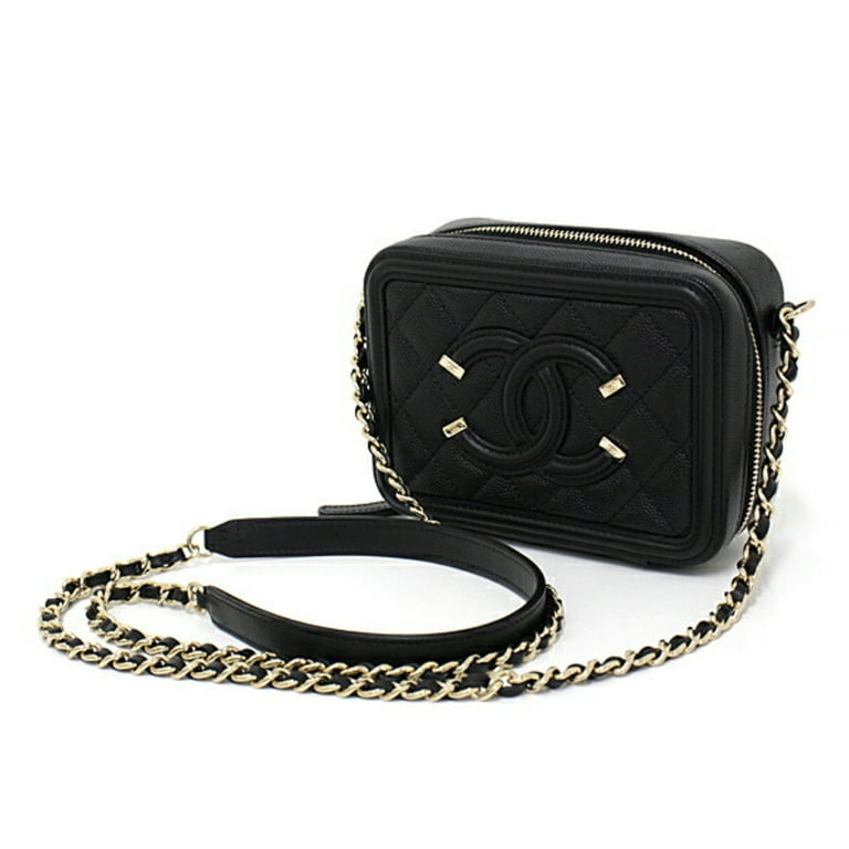 Authenticated Used Chanel CHANEL CC Filigree Mini Shoulder Bag A84452 30s  Black Matrasse Coco Mark Caviar Skin 