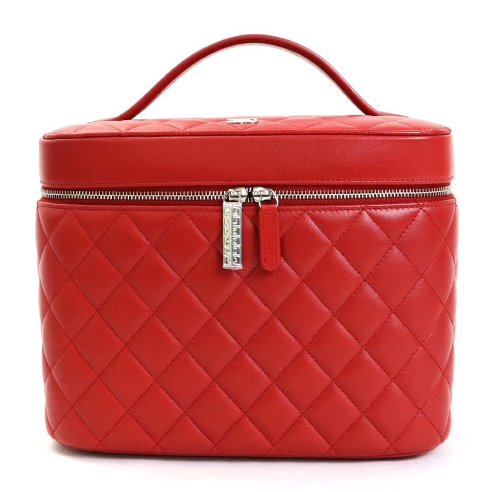 used Pre-owned Chanel Chanel Handbag Vanity Bag Matelasse Coco Mark Lambskin Red Women's A80913 (Like New), Adult Unisex, Size: (HxWxD): 17.5cm x