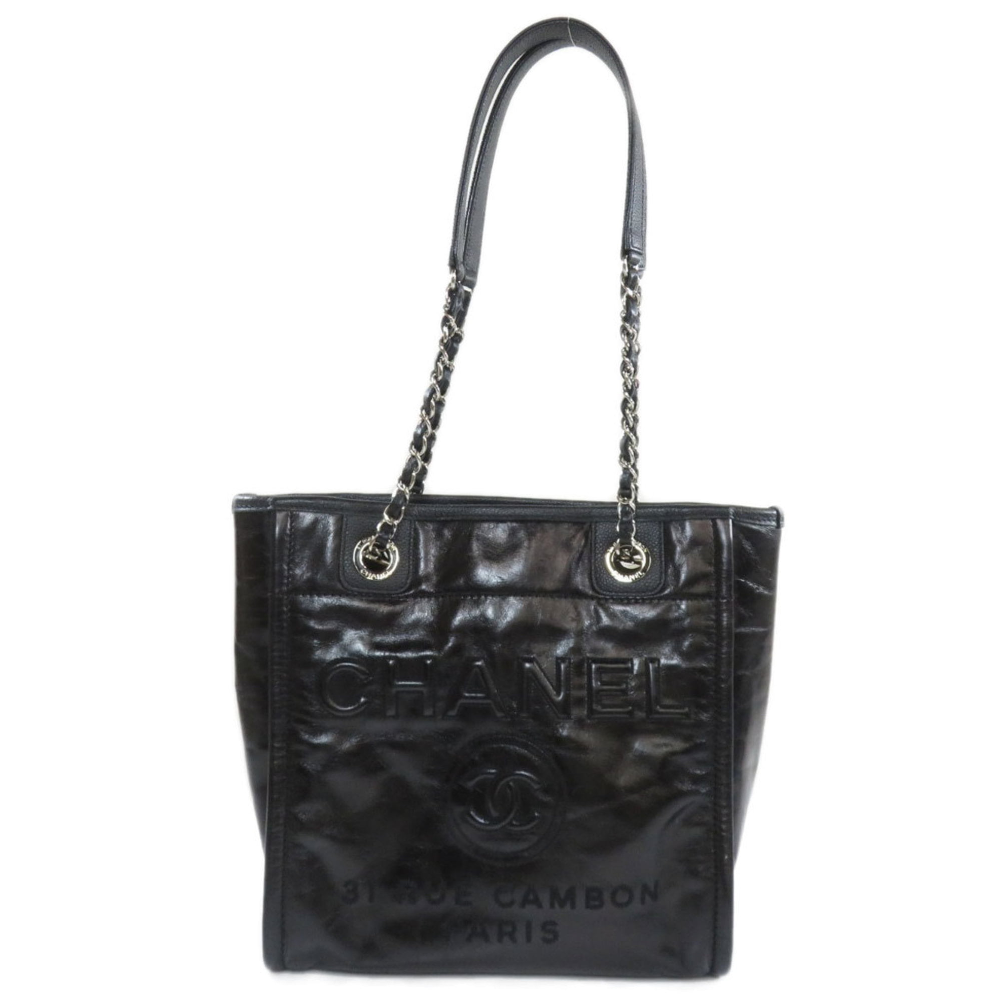 used Pre-owned Chanel Deauville Tote Bag Leather Ladies' Chanel (Good), Adult Unisex, Size: (HxWxD): 26cm x 30cm x 10cm / 10.23'' x 11.81'' x 3.93
