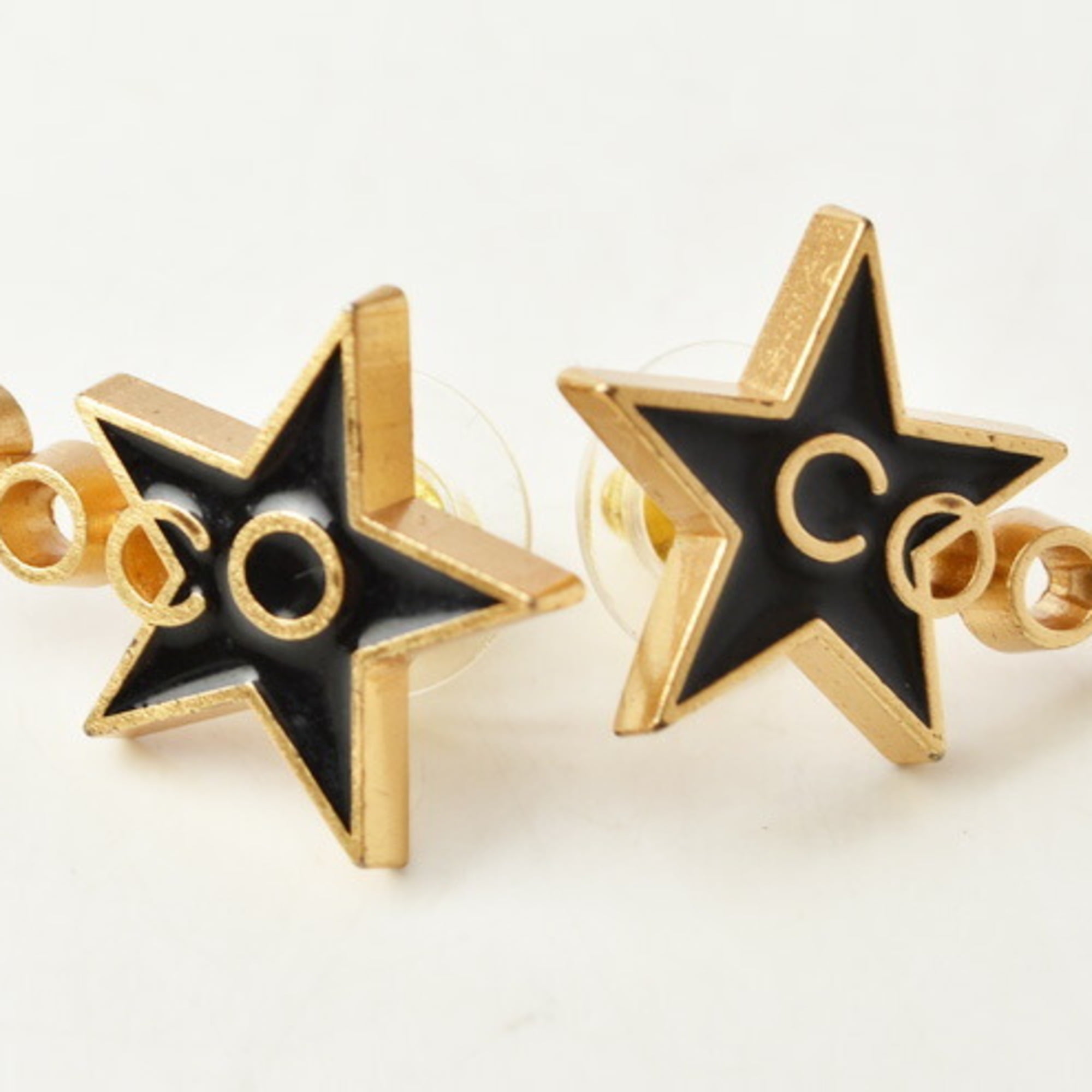 Authenticated Used Chanel Earrings CHANEL COCO/Star Black/Gold