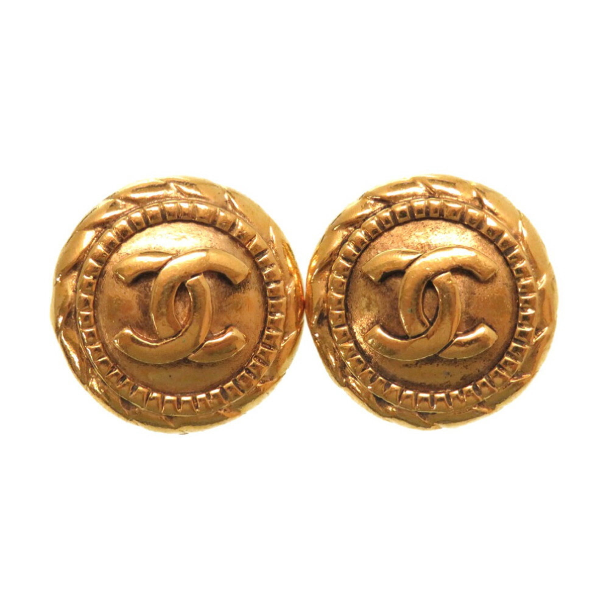 used Pre-owned Chanel Vintage Coco Mark Gold Earrings Accessories (Good), Adult Unisex, Size: One Size