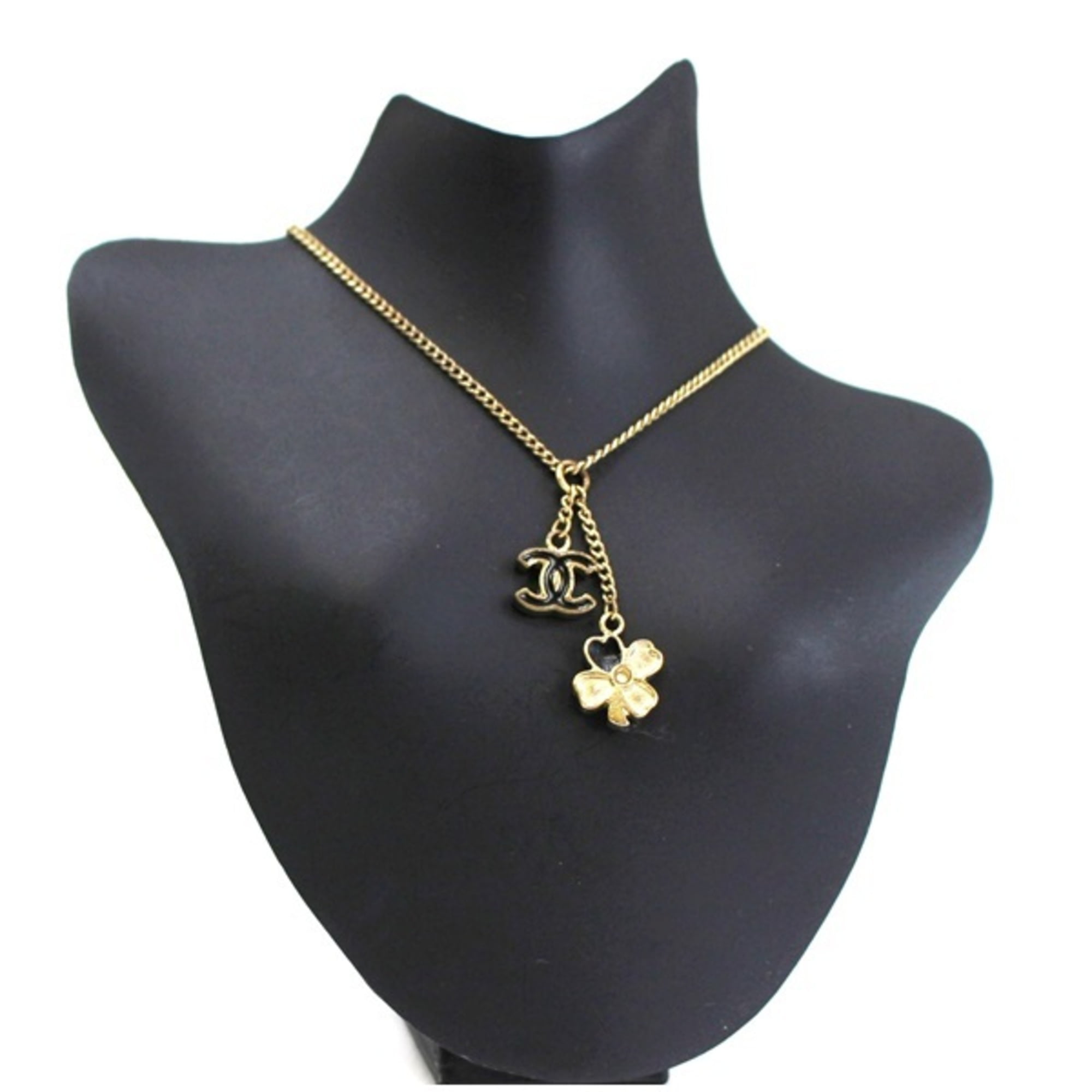 Chanel 2022 Enamel CC Pendant Chain Necklace - Black, Gold-Plated