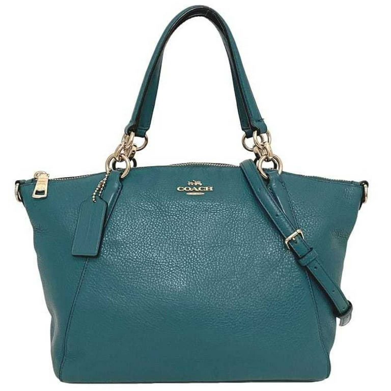 Authenticated used Coach 2way Bag Green Blue F36675 Leather Coach Small Kelsey Satchel Tote Shoulder Ladies, Adult Unisex, Size: (HxWxD): 20cm x 26cm