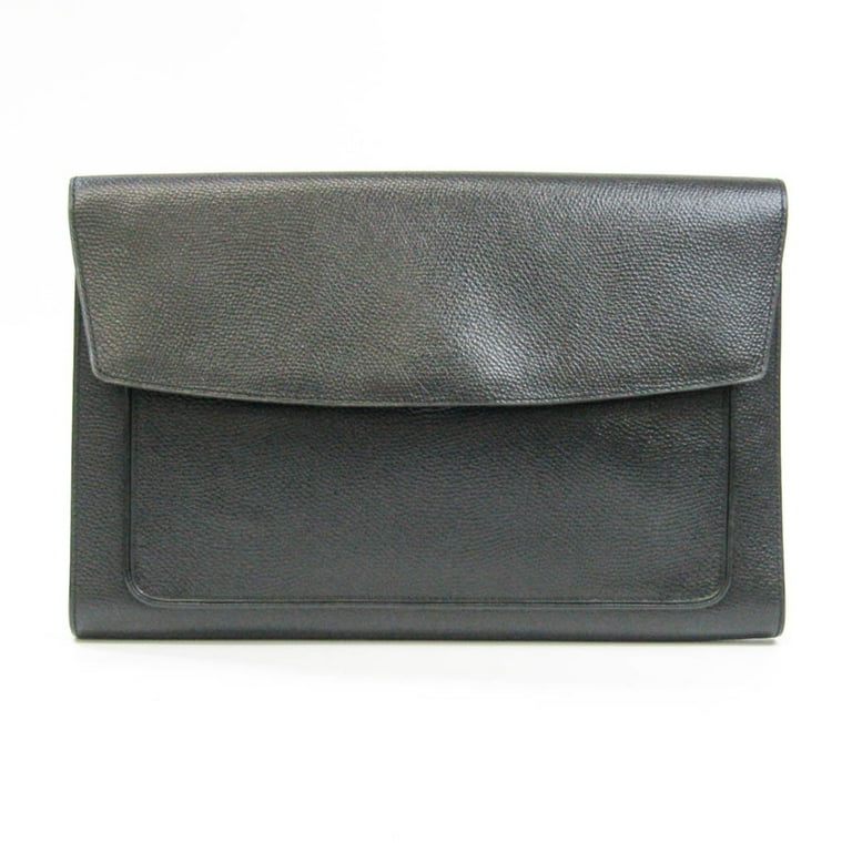 Authenticated used Delvaux Women,Men Leather Clutch Bag Black, Adult Unisex, Size: (HxWxD): 18cm x 27.5cm x 3cm / 7.08'' x 10.82'' x 1.18