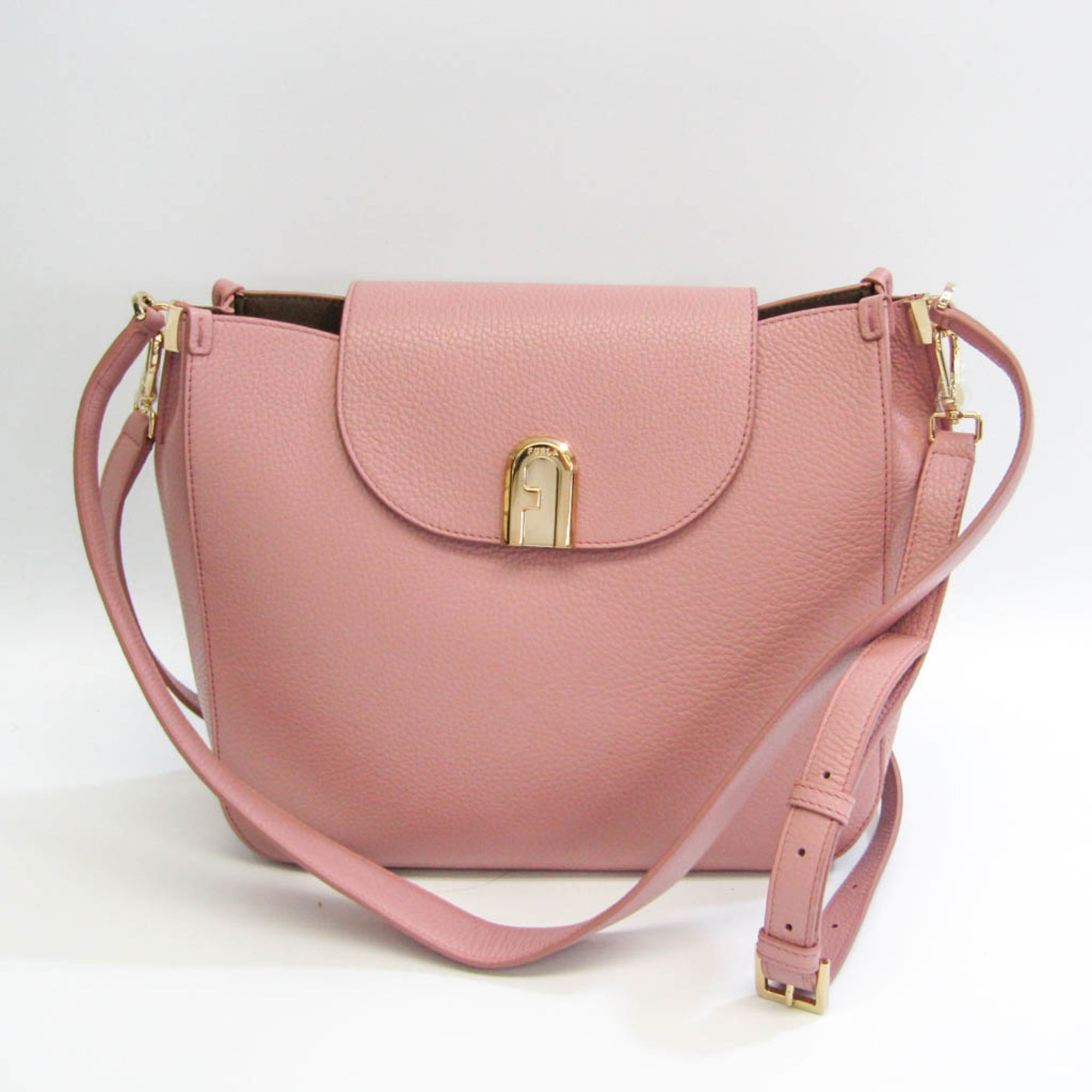 Authenticated Used Furla SLEEK M HOBO BZT4 ABR Women's Leather Shoulder Bag  Pink 
