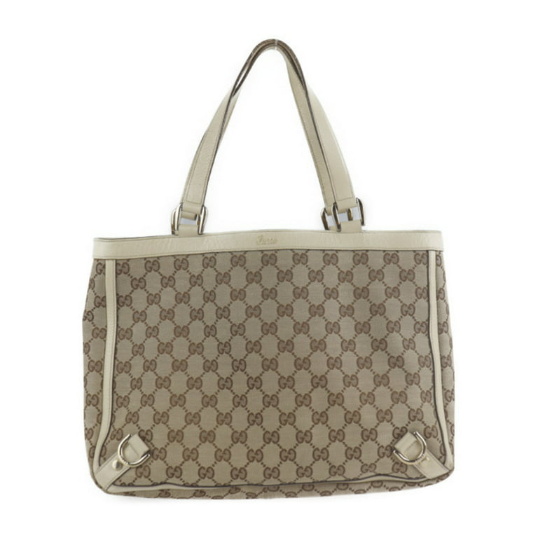 Authenticated Used GUCCI Gucci Abbey handbag 170004 GG canvas leather beige  ivory tote bag