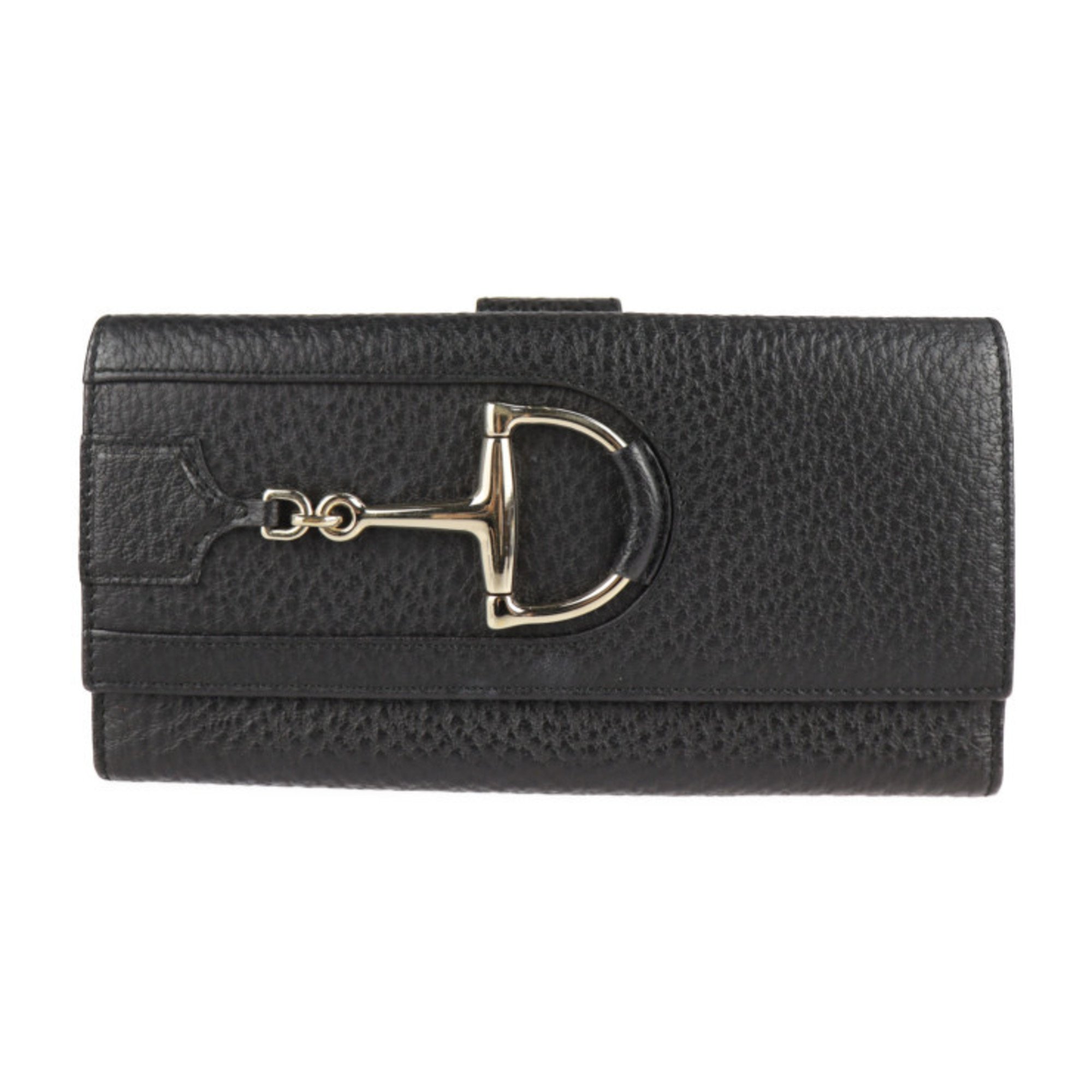 Gucci Long Wallet with Horsebit, Black, Leather