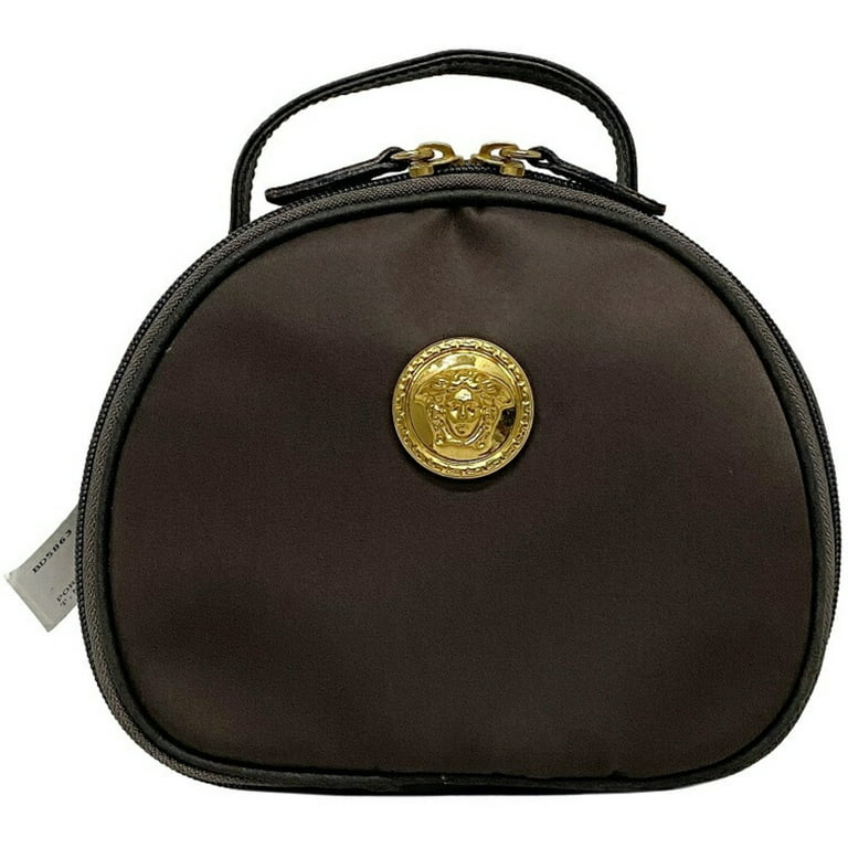 Authenticated Used Gianni Versace Handbag Brown Gold Medusa GV