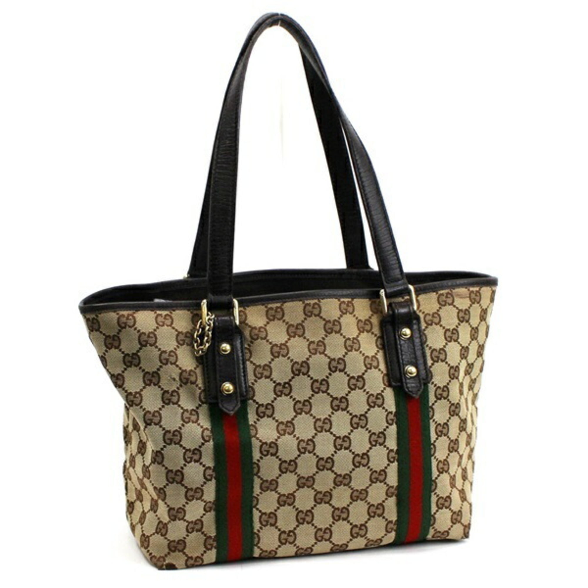 Authenticated Used Gucci GG Canvas Sherry Line Tote Bag Shoulder x