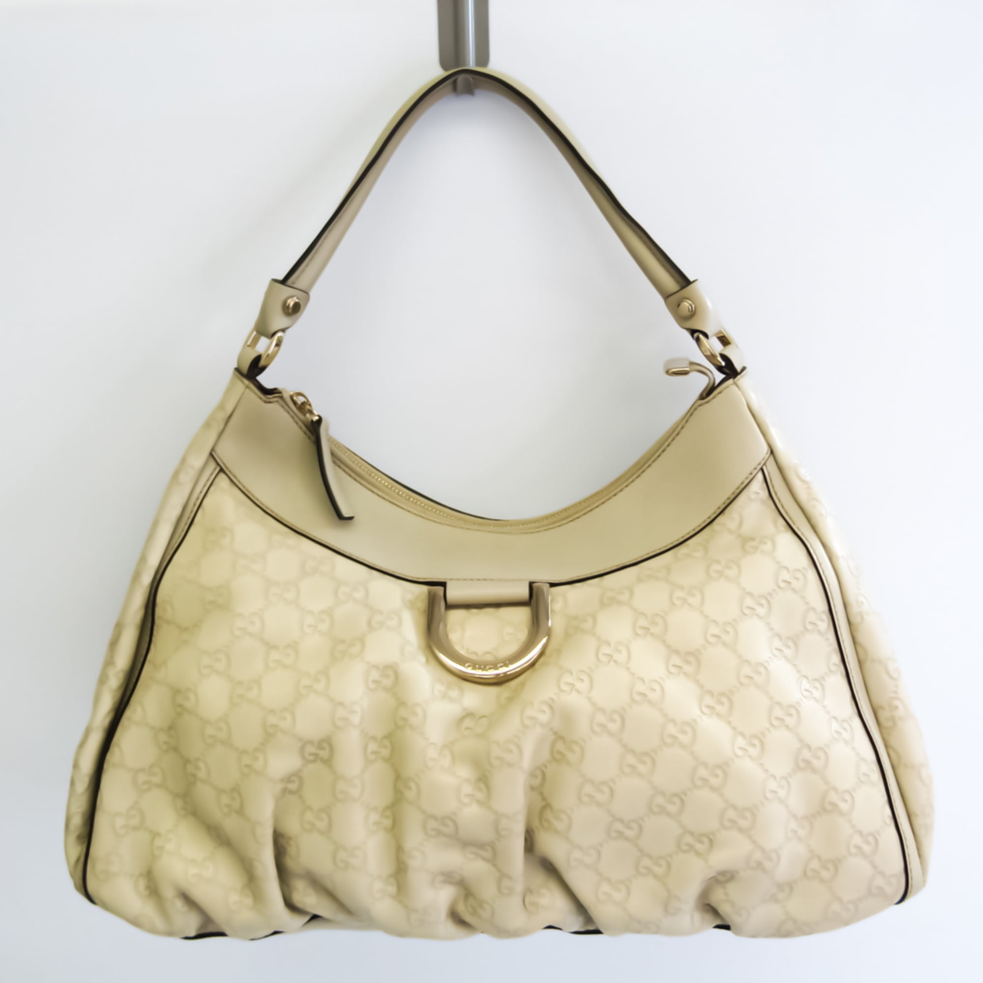 Authenticated Used Gucci Guccissima Abbey 189833 Women's Leather Shoulder  Bag Ivory 