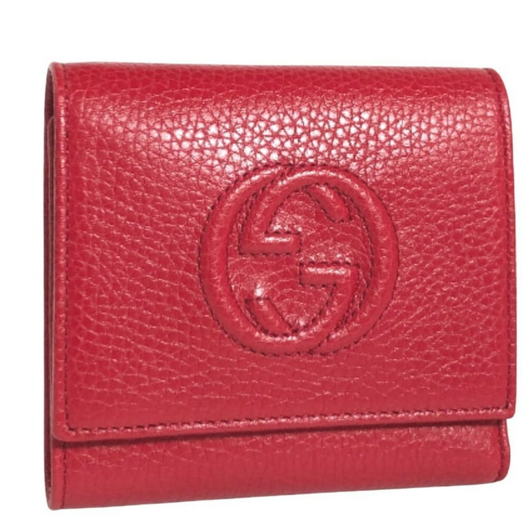 Authenticated Used Gucci Trifold Wallet Soho Interlocking G 598207 Leather  Red Ladies GUCCI