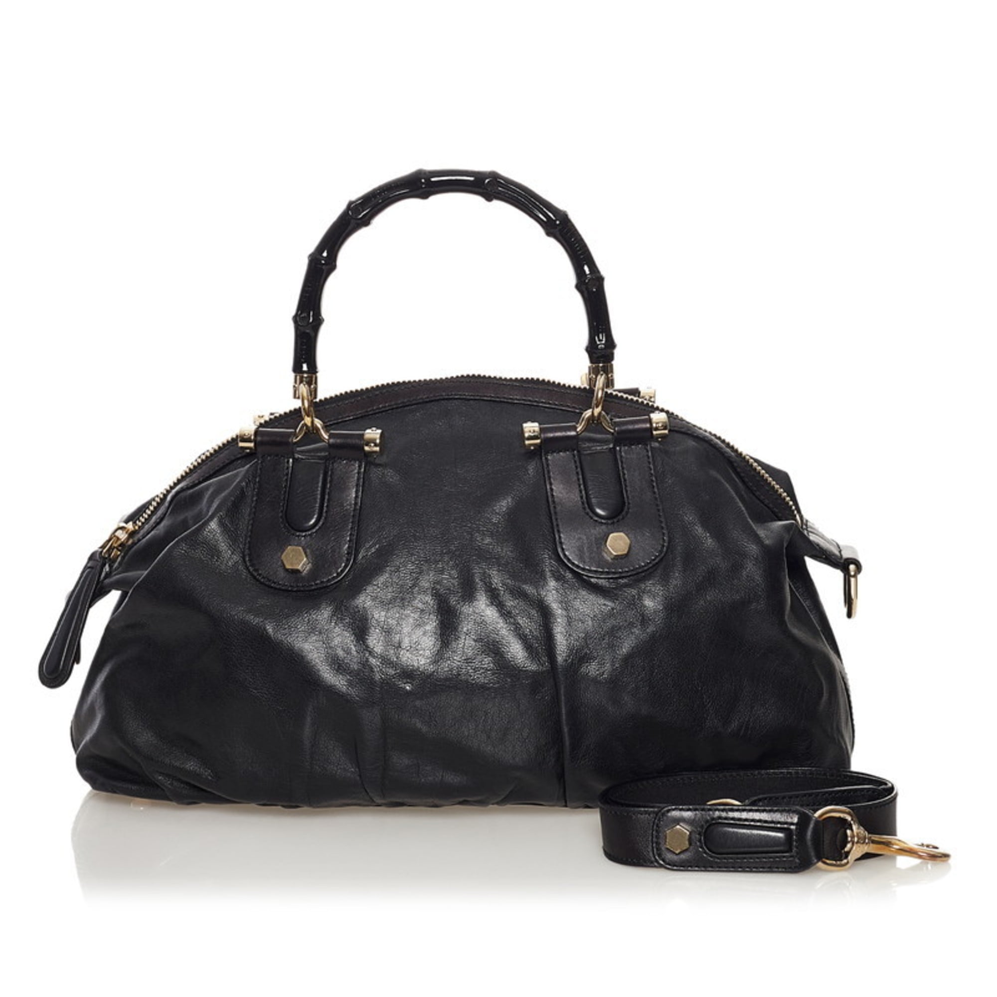 Authenticated Used Gucci bamboo handbag shoulder bag 2way 189867