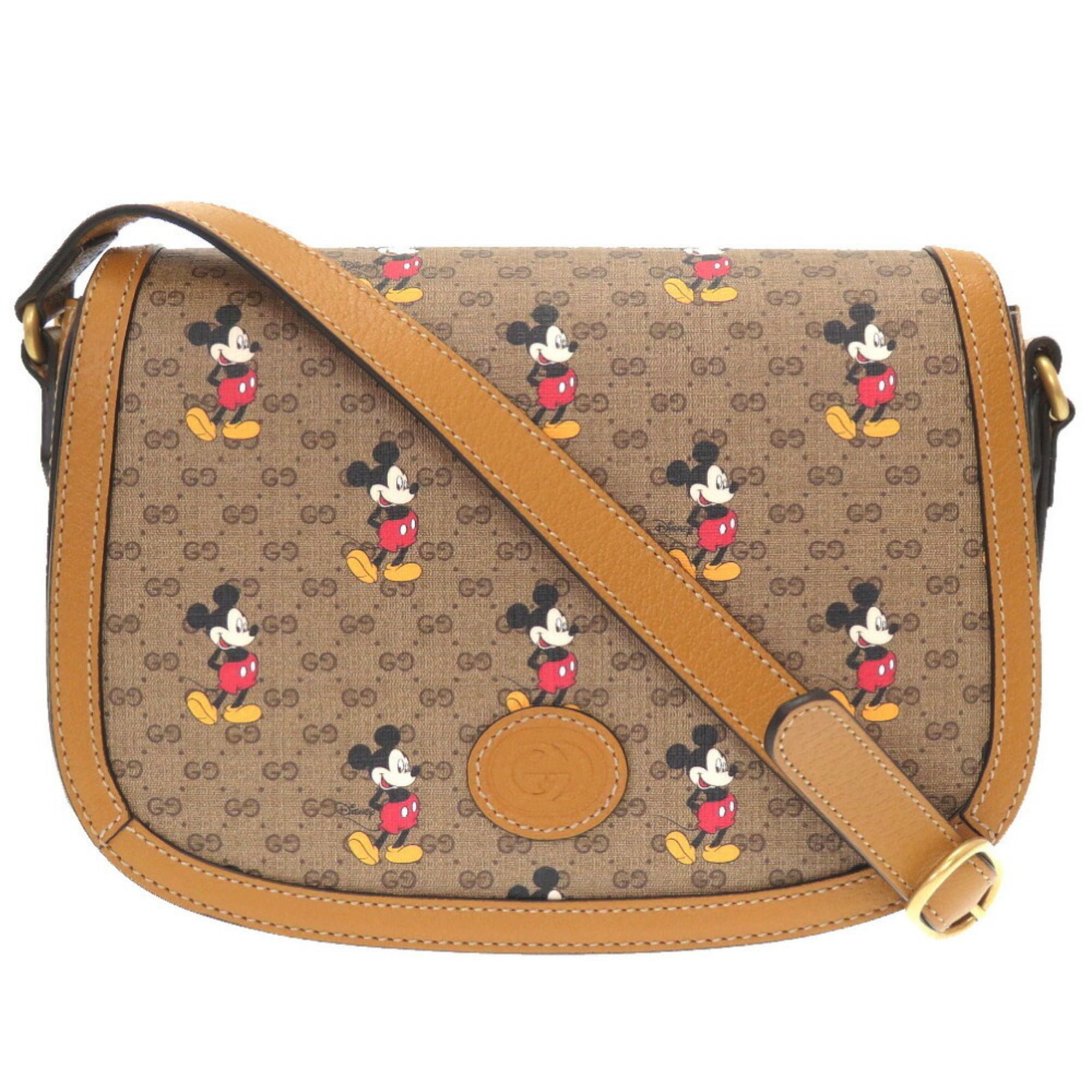 Authenticated Used Gucci x Disney GG Supreme Small Shoulder Brown