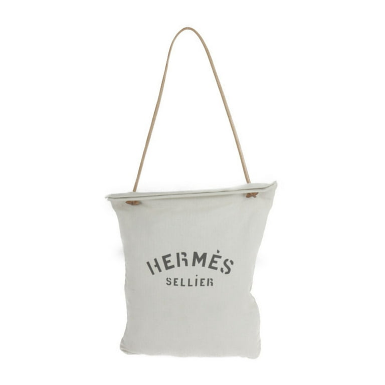 Authenticated Used HERMES Hermes Aline GM shoulder bag cotton canvas  leather natural black brown gold hardware tote 