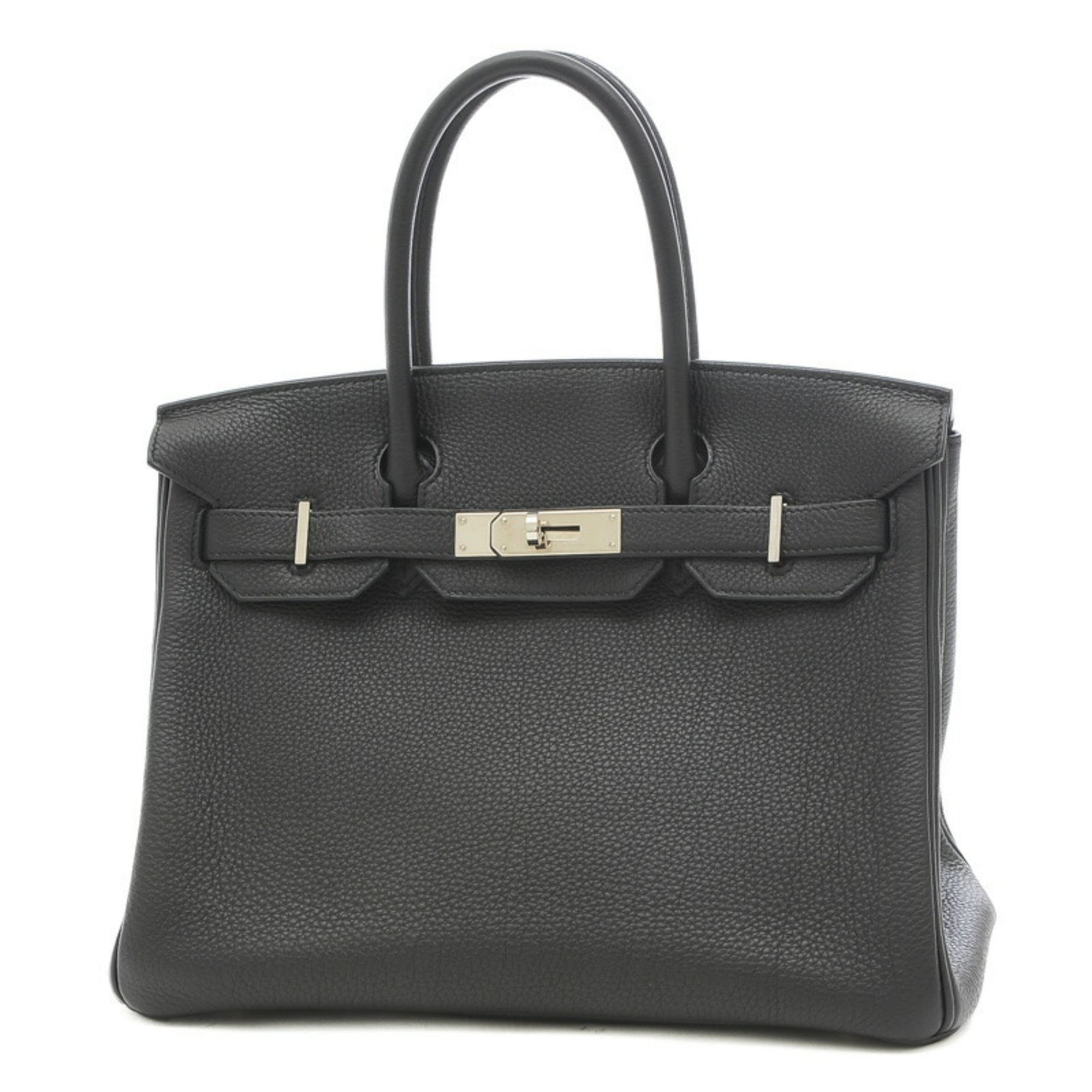 Authenticated Used Hermes Birkin 30 Togo handbag black silver hardware