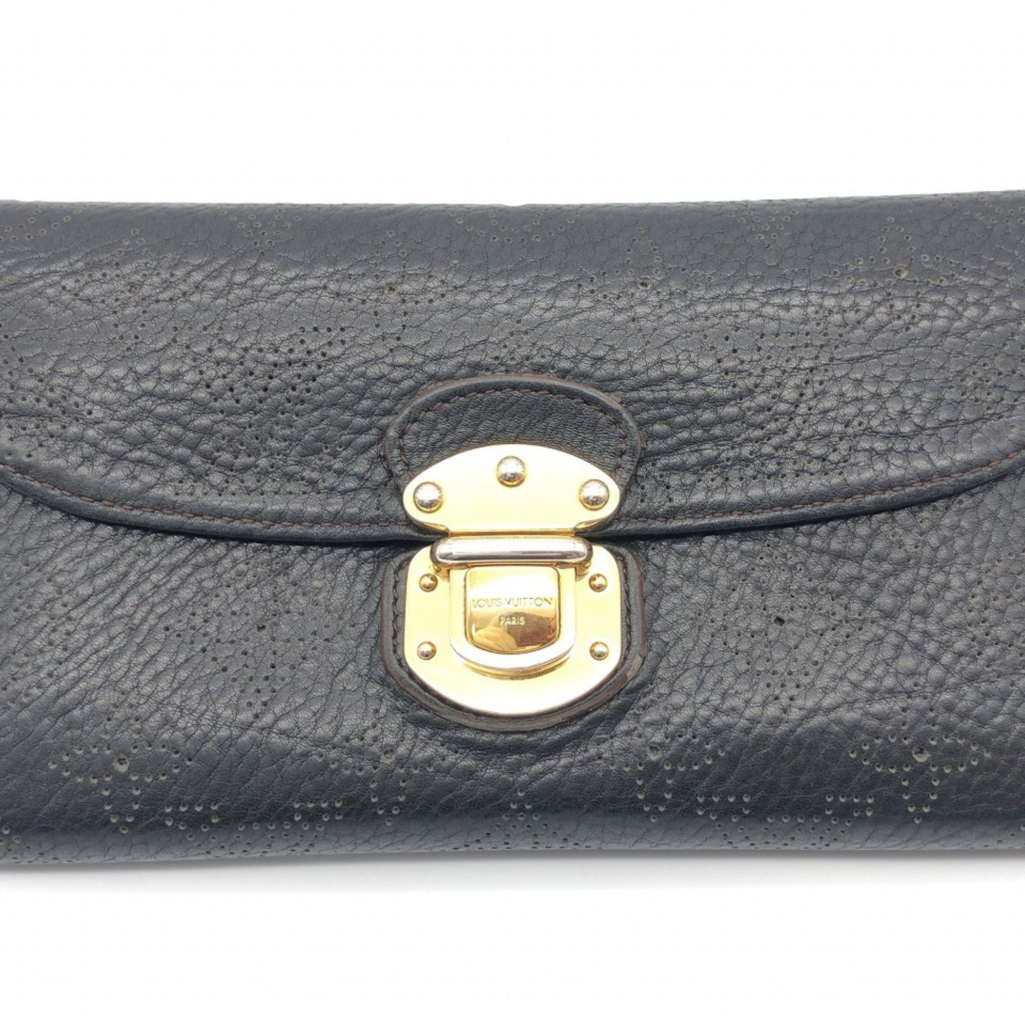 Authenticated Used LOUIS VUITTON Louis Vuitton Mahina Portefeuille Amelia  Noir M95549 Three Fold Long Wallet Black Women's 