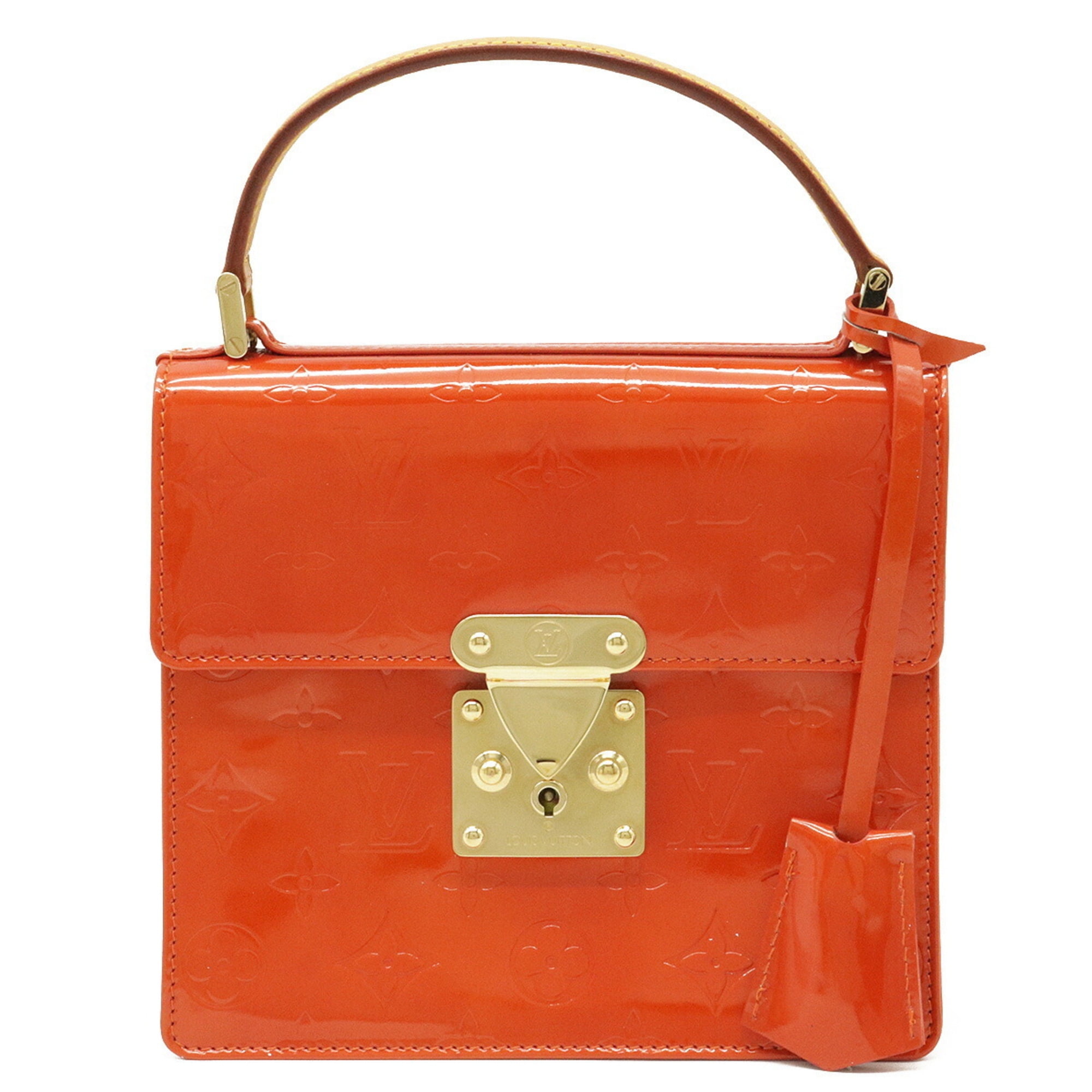 Authenticated used Louis Vuitton Louis Vuitton Monogram Vernis Spring Street Handbag Enamel Leather Orange Limited Color M91025, Adult Unisex, Size: (