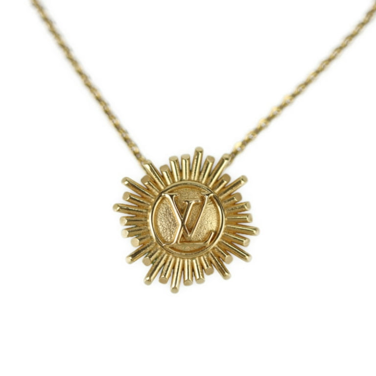 Authenticated used Louis Vuitton Louis Vuitton Pandan Tiff Plus Vendome Necklace M68352 Metal Gold LV Logo Circle, Adult Unisex, Size: One Size