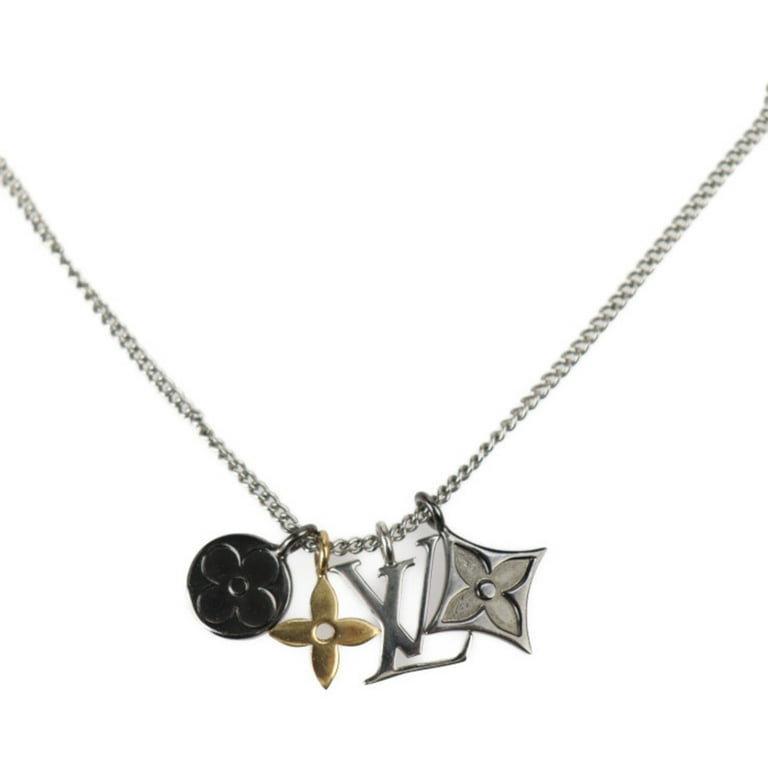 Authenticated Used LOUIS VUITTON Louis Vuitton pendant LV instinct necklace  M00521 metal silver gunmetal gold initial monogram flower vuitton 