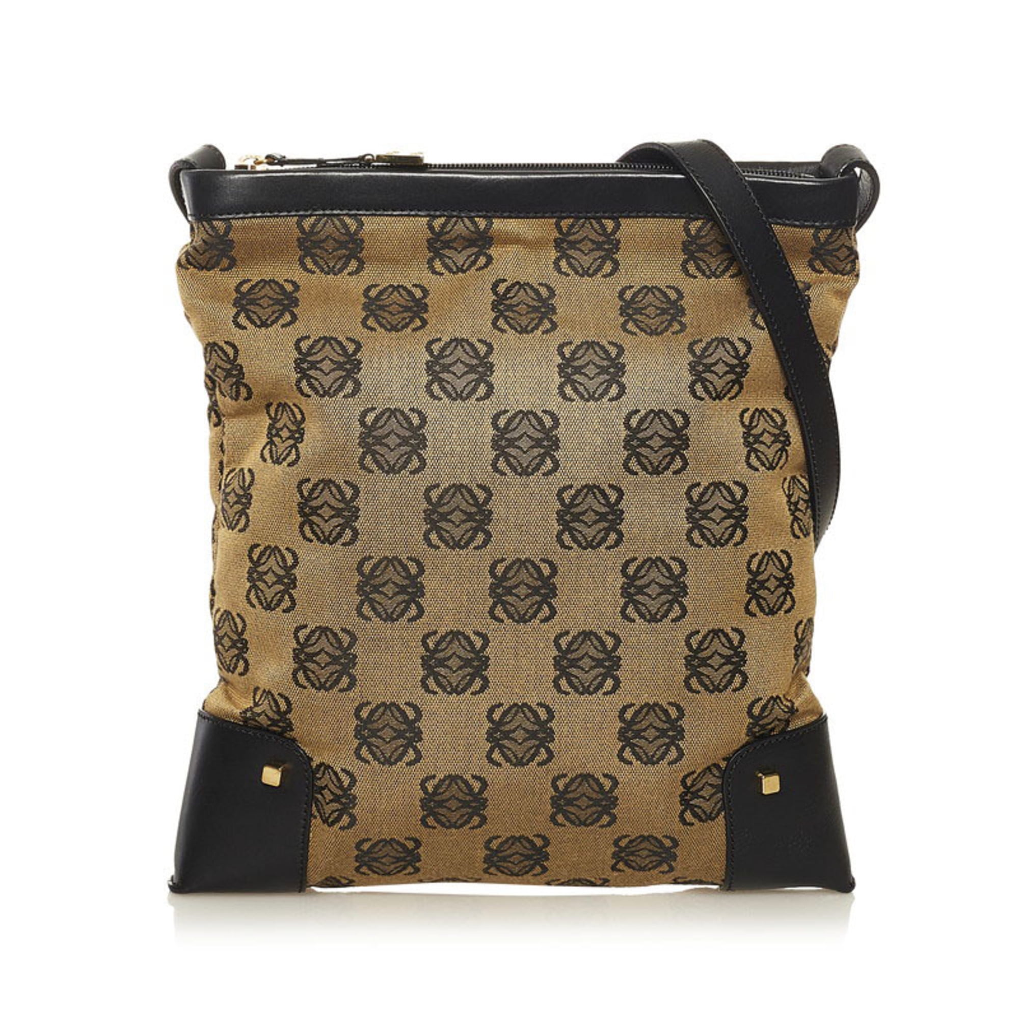 Authenticated Used BagLOEWE Loewe Gate Bucket Shoulder Bag Anagram Jacquard  Leather Beige Black A650Z85X11