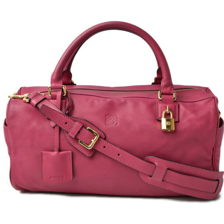 Authenticated Used Loewe Tote Bag / Mini Boston 2way LOEWE with Strap  Anagram Leather Deep Pink 