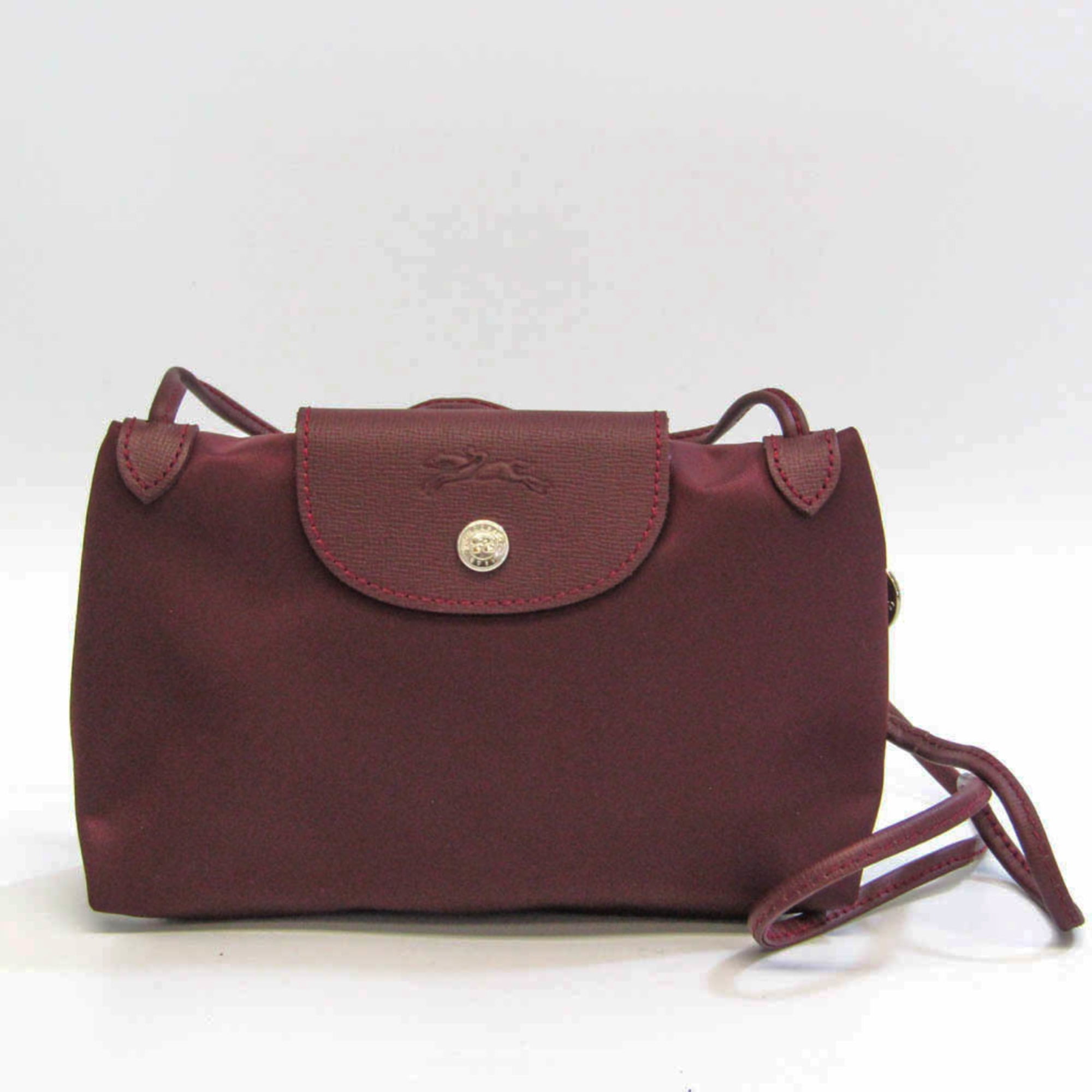Authenticated Used Longchamp Le Pliage Neo 1061 598 P52 Women's  Leather,Nylon Shoulder Bag Bordeaux 