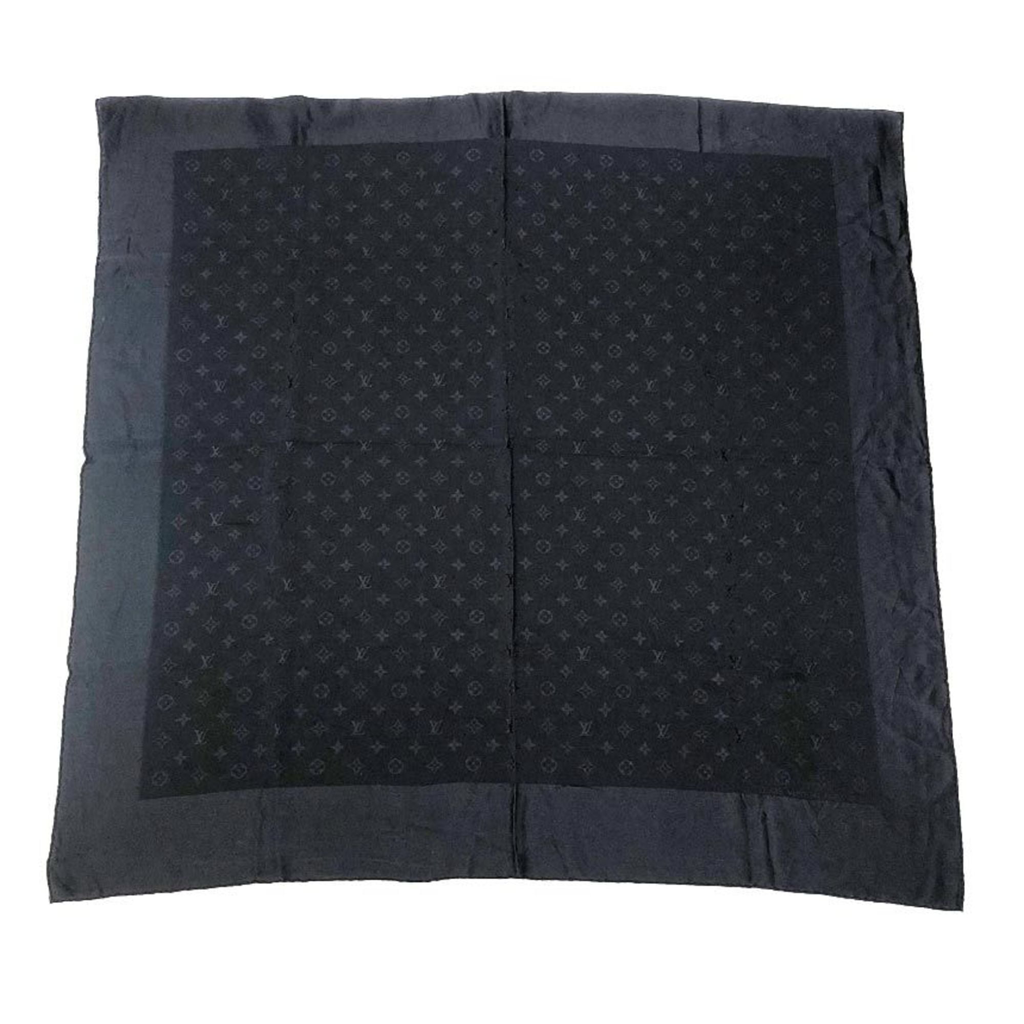 Authenticated used Louis Vuitton Carre Monaco Scarf Monogram Black Noir 100% Silk Unisex, Adult Unisex, Size: One Size