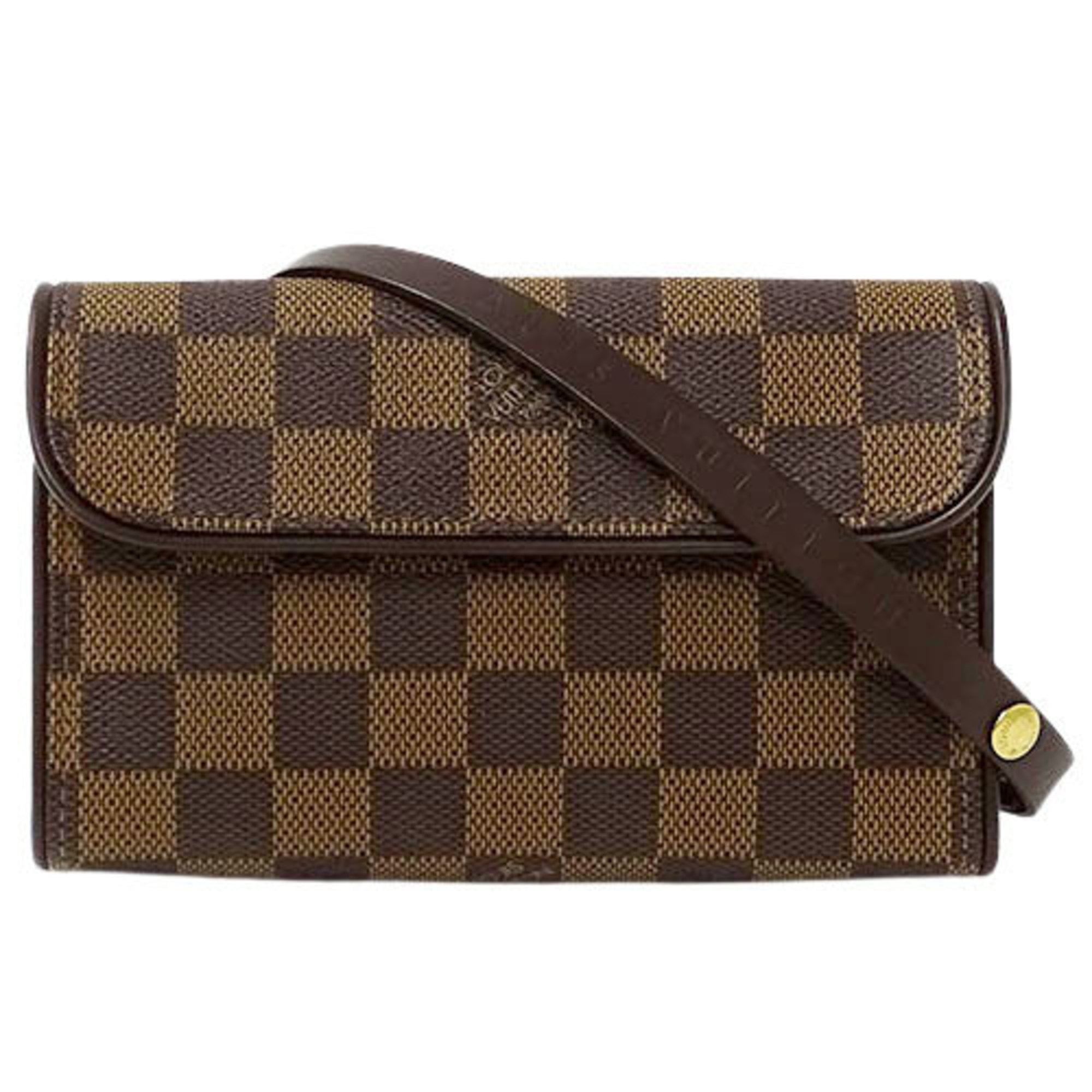 Authenticated Used Louis Vuitton LOUIS VUITTON Bag Damier Men's Women's Waist  Pouch Body Pochette Florentine N51856 Brown 