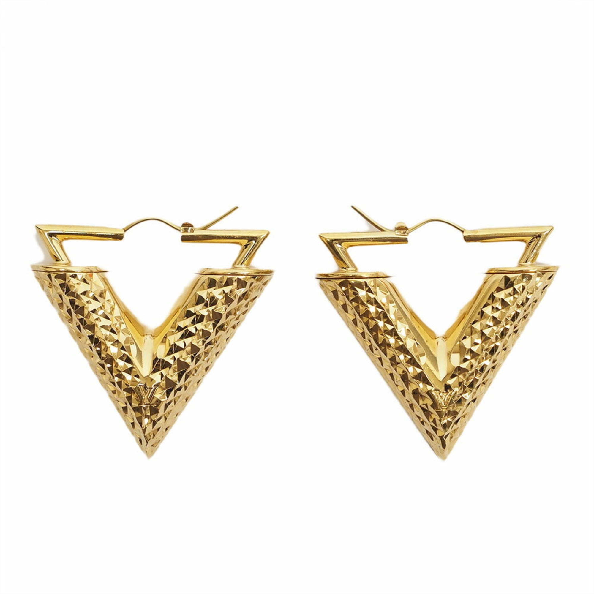 Authenticated used Louis Vuitton Earrings Essential V Gold Metal Material M68153, Adult Unisex, Size: One Size