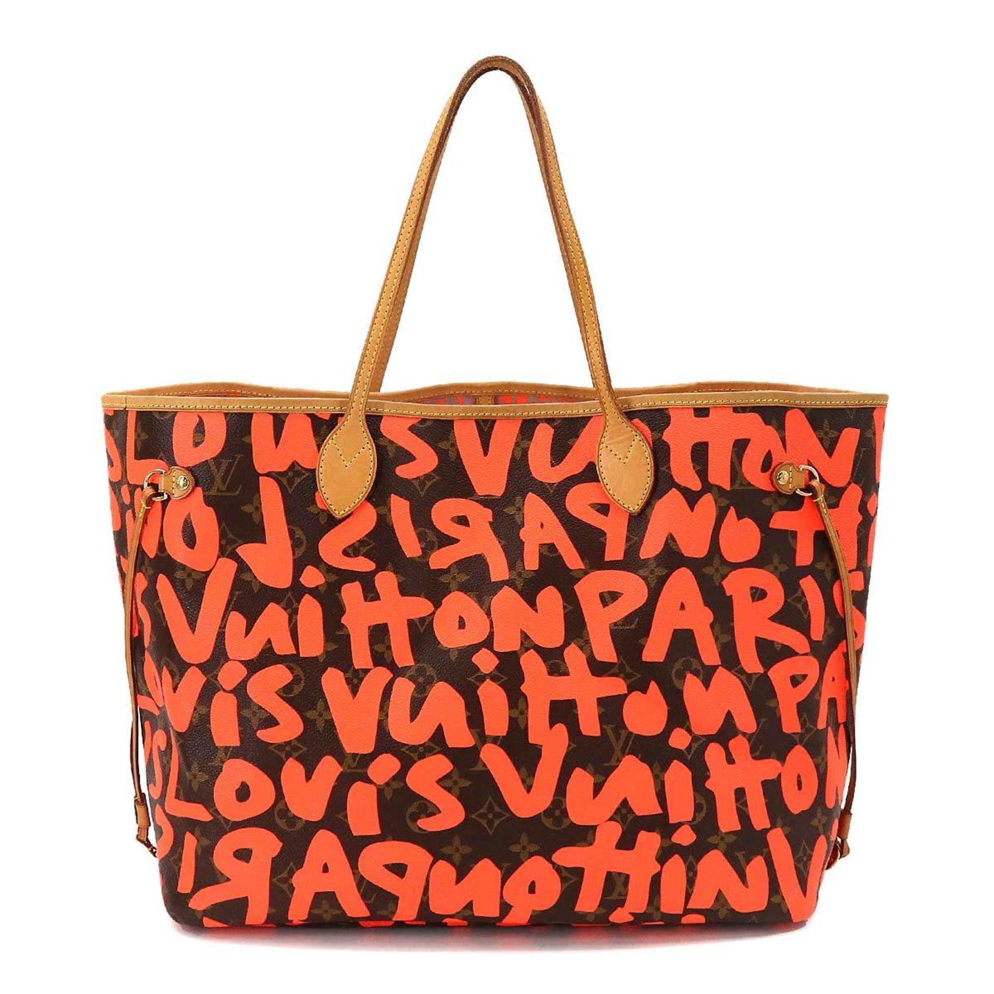Authenticated Used Louis Vuitton LOUIS VUITTON Monogram Graffiti Neverfull  GM Tote Bag Orange M93702 Gold Hardware
