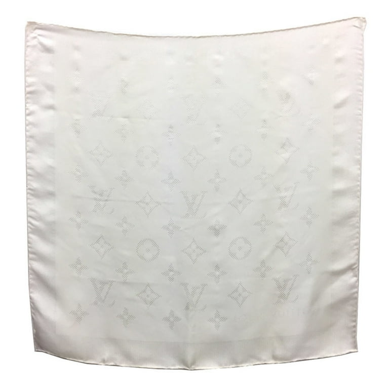 Authenticated used Louis Vuitton Louis Vuitton Monogram Scarf Carre Embroidery Watermark White Men's Women's, Adult Unisex, Size: One Size
