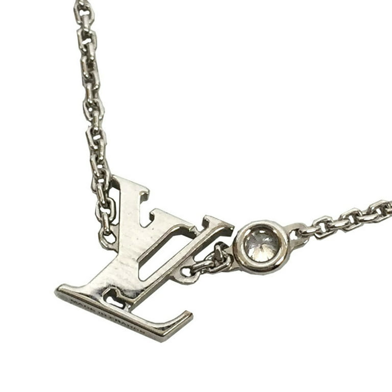 Louis Vuitton LV Monogram Chain Necklace Black & Silver 100% Authentic