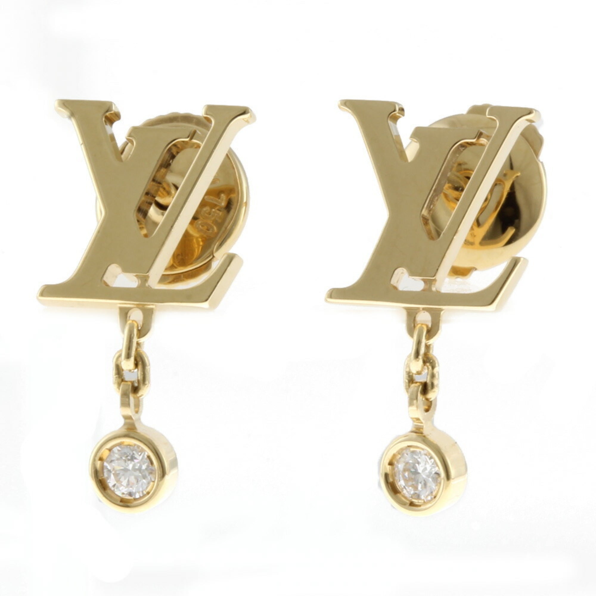 Authenticated Used Louis Vuitton LOUIS VUITTON Pusui Deal Blossom Earrings  18K K18 Yellow Gold Diamond Women's
