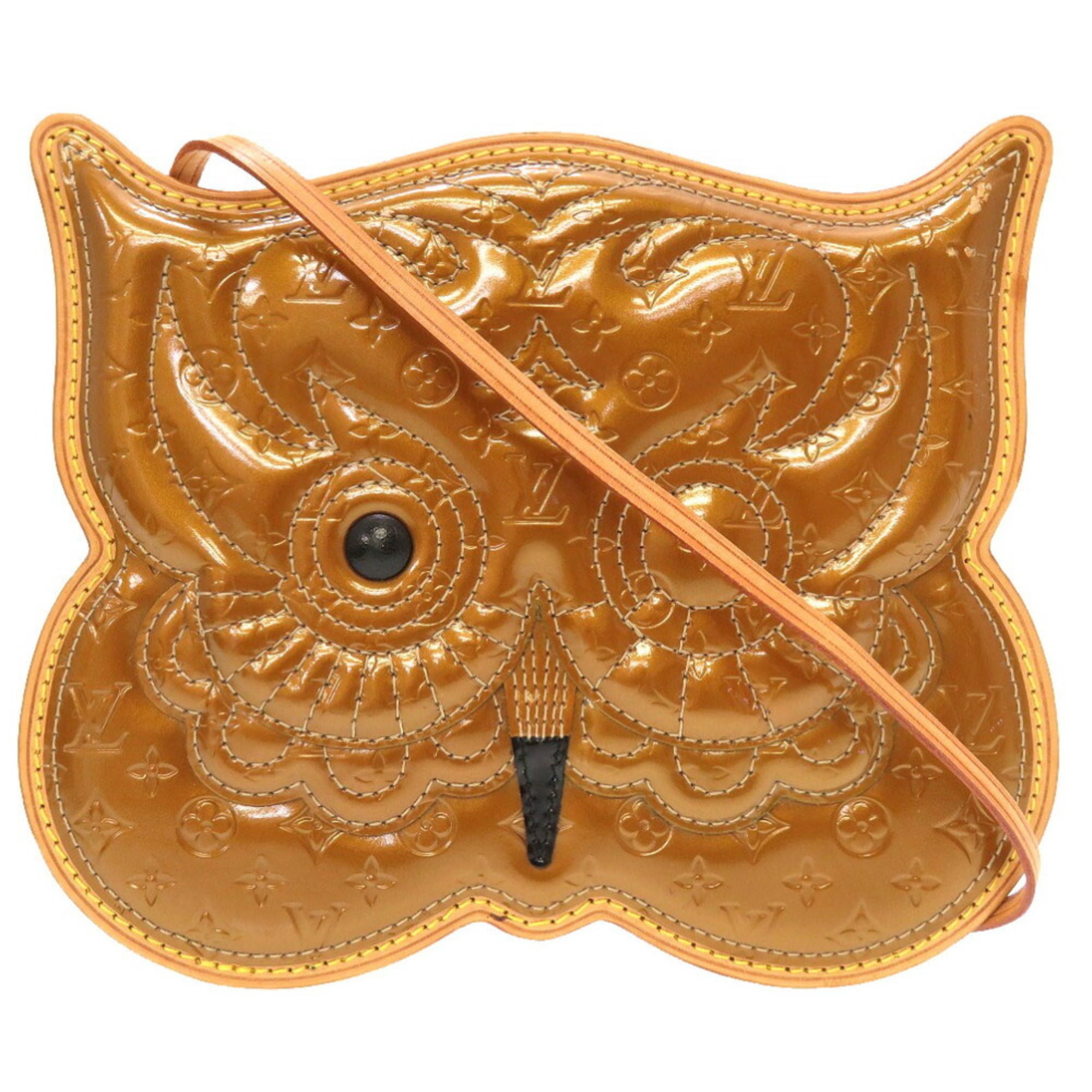 Authenticated Used Louis Vuitton Monogram Vernis Comte Defé Pochette Owl  Bronze M92268 Shoulder Bag 