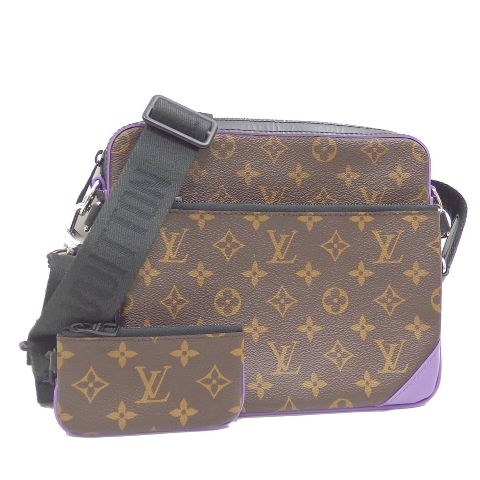 Authenticated Used Louis Vuitton Shoulder Bag Monogram Macassar Trio Men's  M46266 Pouch Coin Purple 