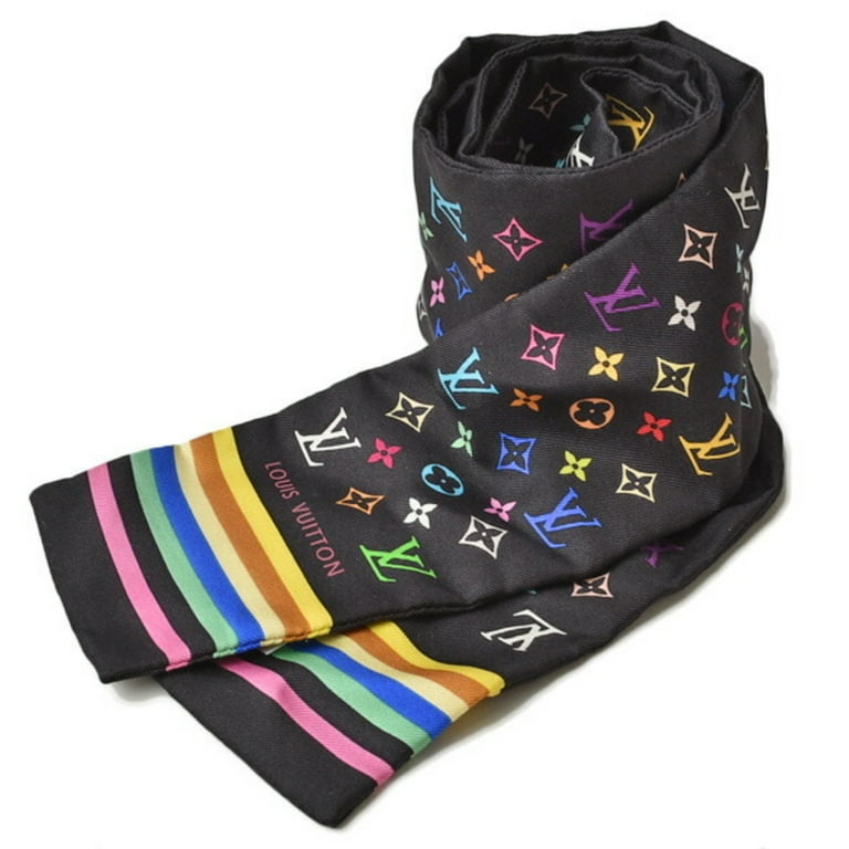 Authenticated Used Louis Vuitton twilly scarf muffler LOUIS VUITTON  multicolor ribbon black/multicolor M71992 ladies silk 100% 