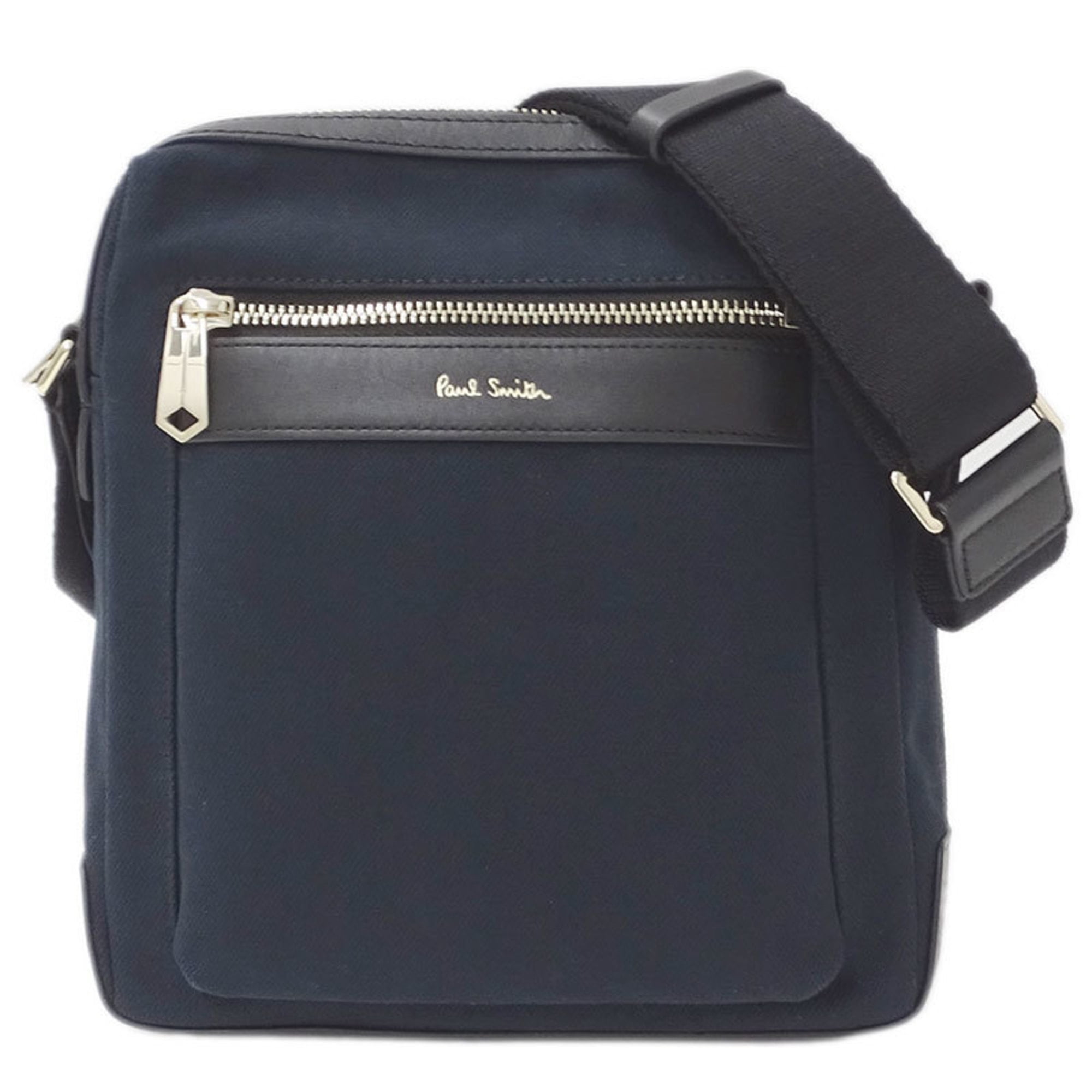 Authenticated Used Paul Smith Bag Men's Shoulder Canvas Calf Leather Navy 