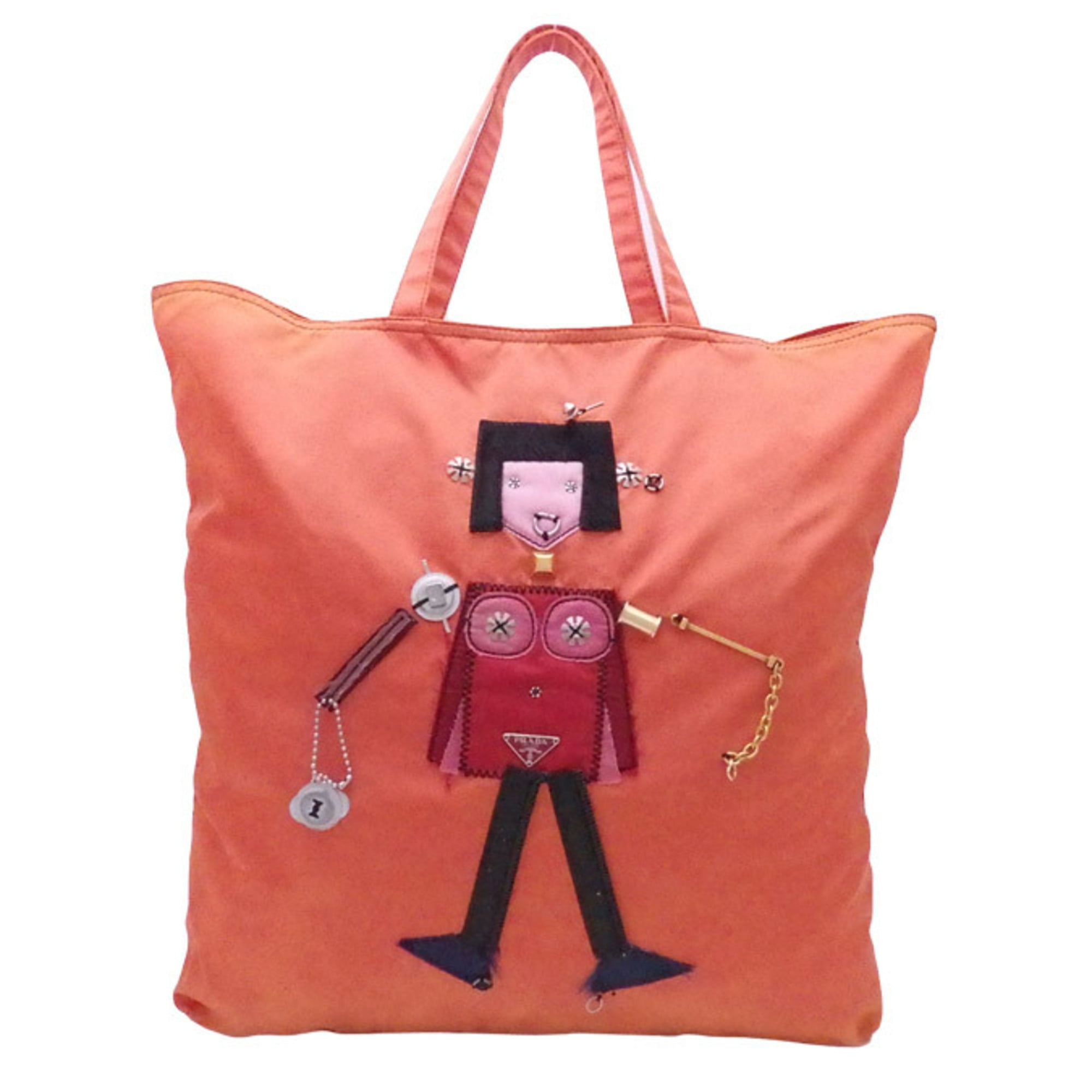 Authenticated Used Prada PRADA tote bag robot orange x multicolor