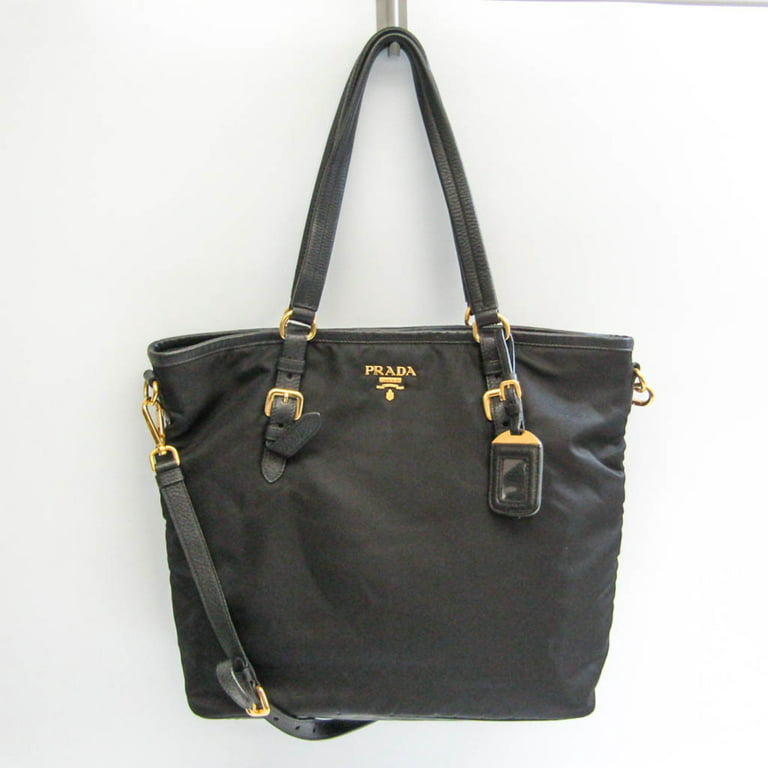 Leather And Nylon Shoulder Bag in Black - Prada