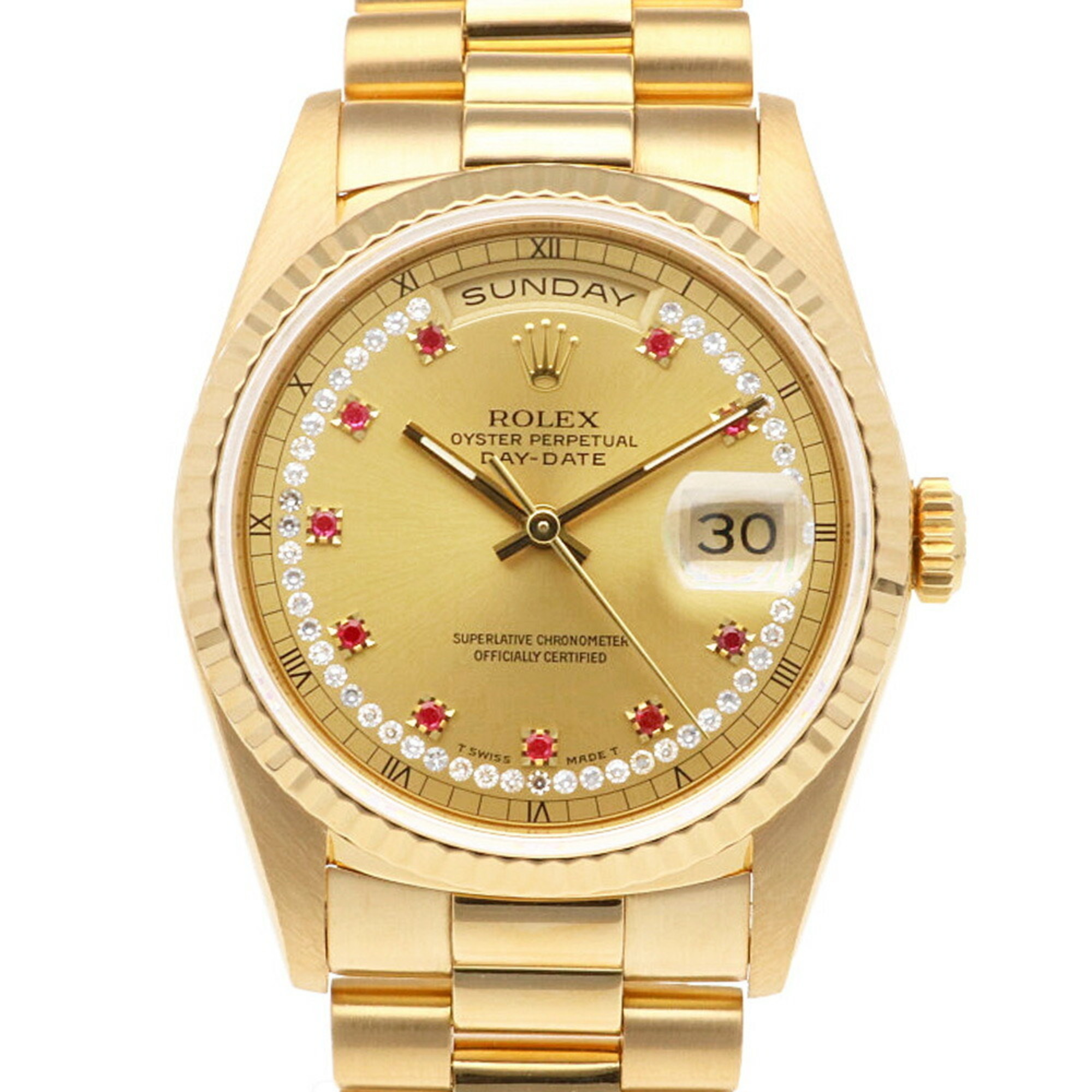 Authenticated Used Rolex ROLEX day date watch K18 yellow gold 18238LR