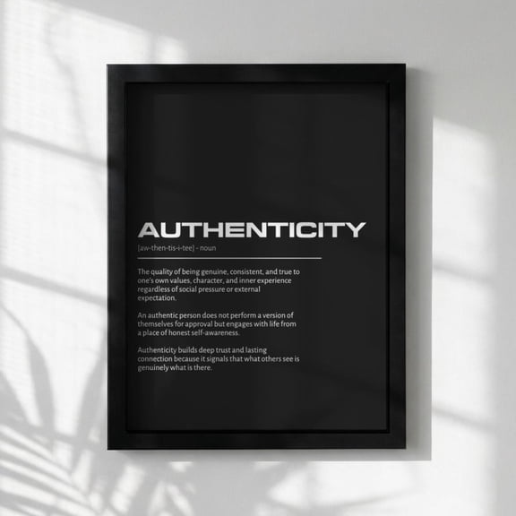 Authenticity Definition Inspirational Quote Minimalist Typography Wall Art Meaningful Dictionary Decor Motivational Office Home Unframed Paper Print