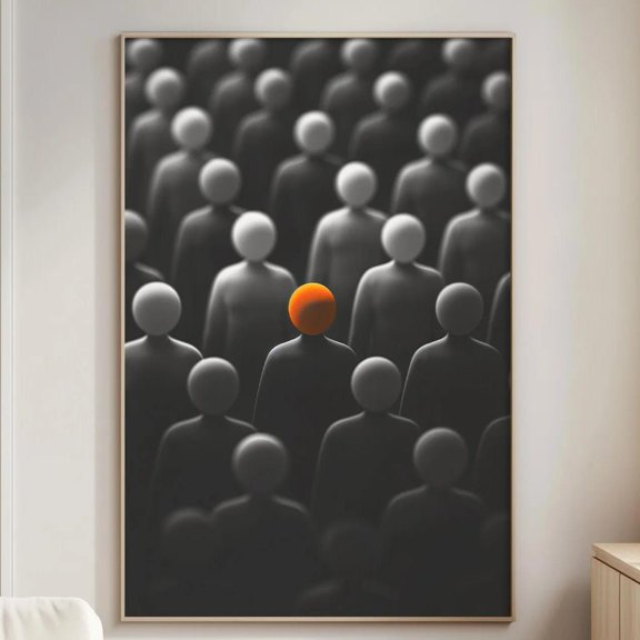Authenticity Stand Out From Crowd Minimalist Conformity Concept Unique Modern Office Poster , Poster Print Only