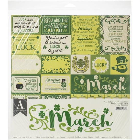 Authentique Paper March, 3 Designs/3 Each + 2 Solids