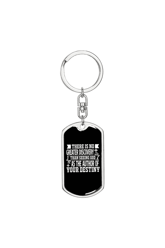 Author Of Destiny Stainless Steel or 18k Gold Premium Swivel Dog Tag Keychain